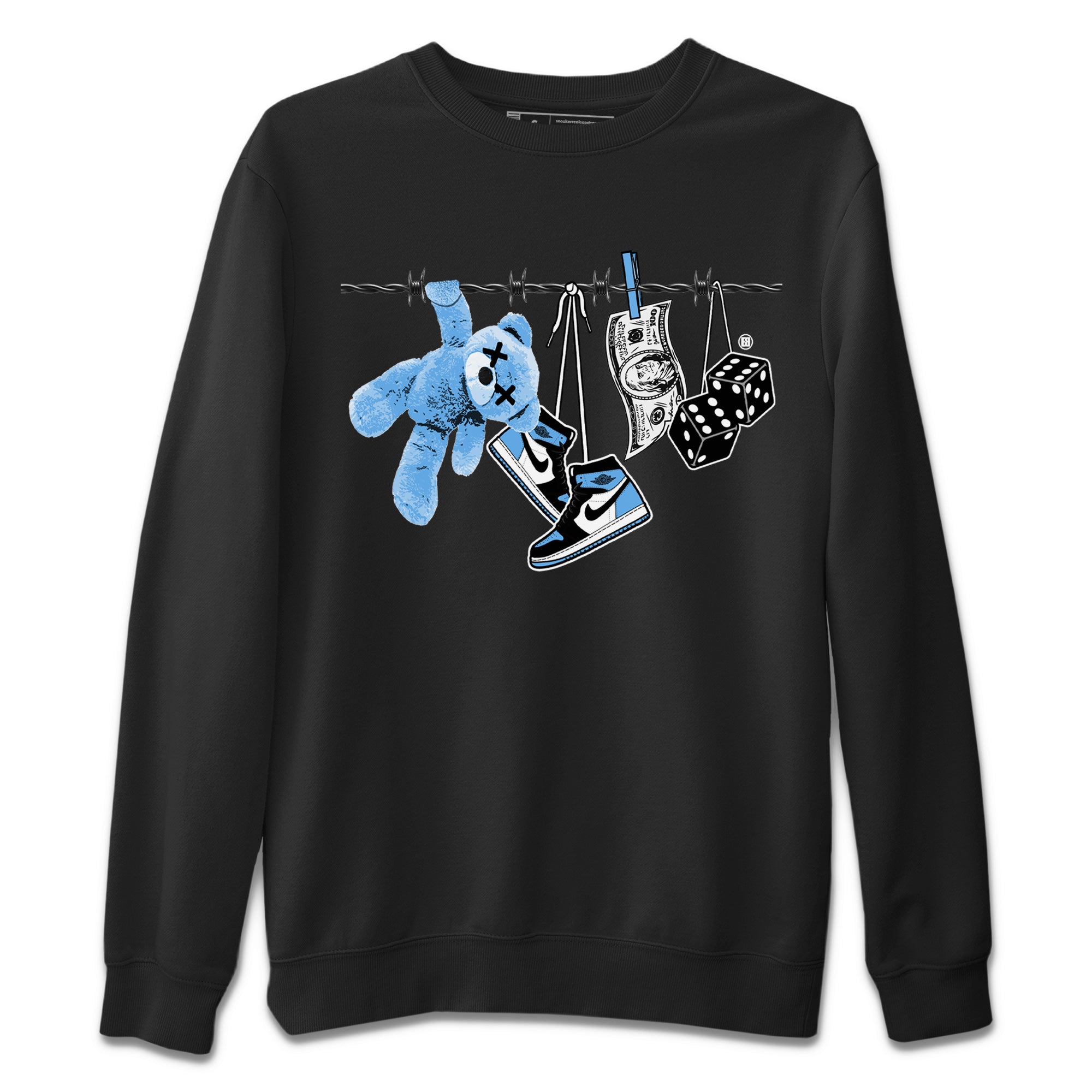 Air Jordan 1 Retro High OG UNC Toe Shirt to match Jordans Clothesline Streetwear Sneaker Shirt UNC Toe 1s Tees Crew Neck T-Shirts Black 2