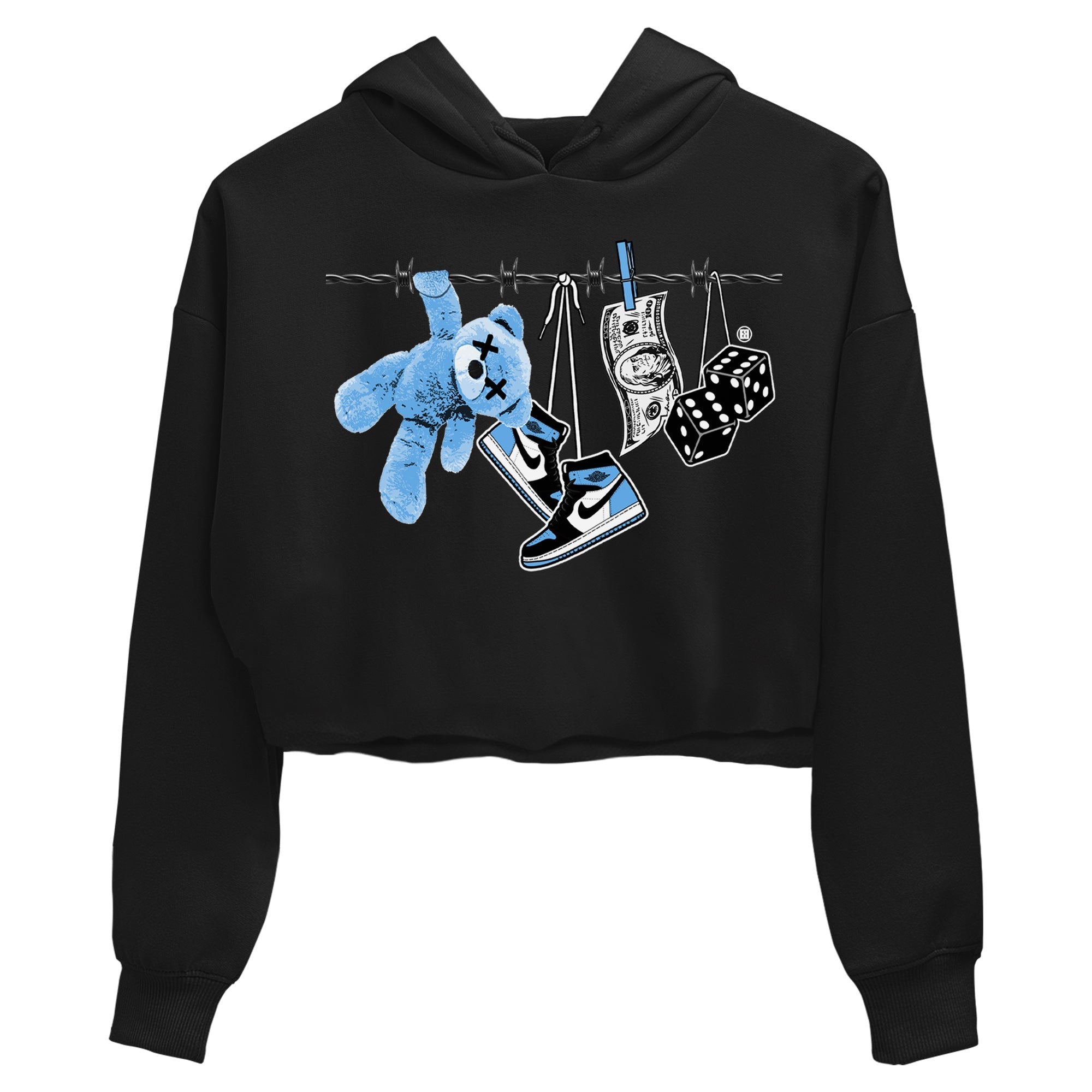 Air Jordan 1 Retro High OG UNC Toe Shirt to match Jordans Clothesline Streetwear Sneaker Shirt UNC Toe 1s Tees Crop T-Shirts Black 2