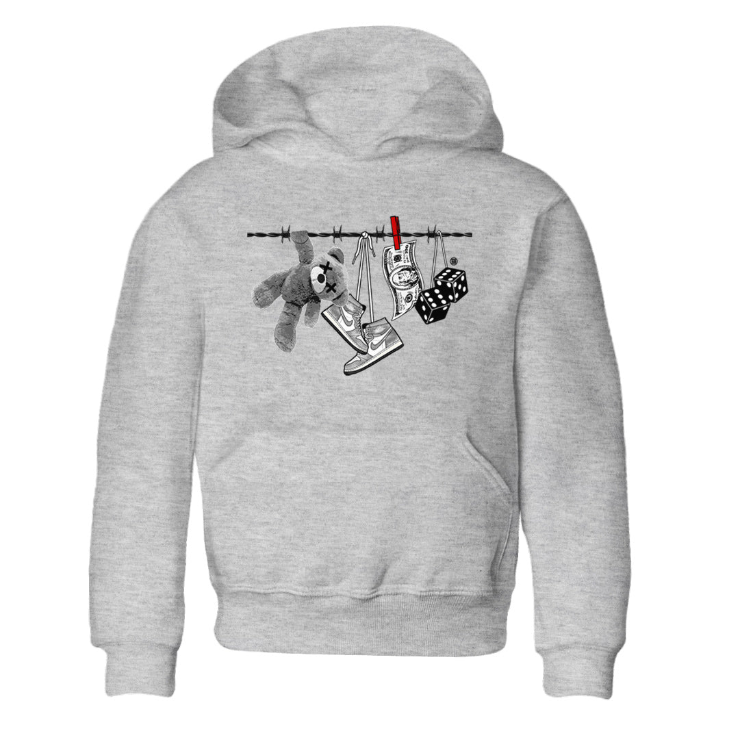 Air Jordan 1 Washed Heritage Sneaker Match Tees Clothesline Streetwear Sneaker Shirt Air Jordan 1 High OG Washed Heritage Clothes Kids Shirts Heather Grey 2