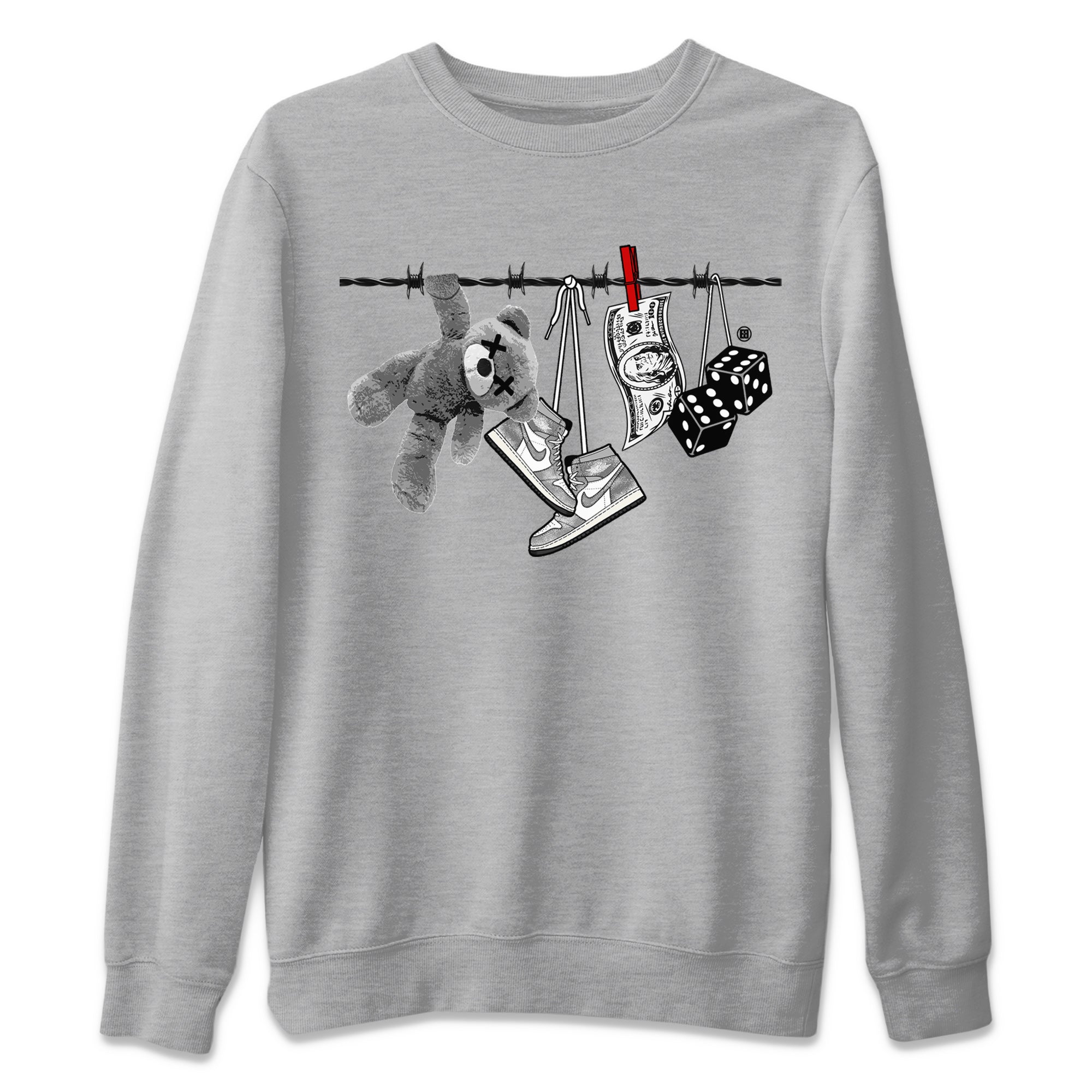 Air Jordan 1 Washed Heritage Sneaker Match Tees Clothesline Streetwear Sneaker Shirt Air Jordan 1 High OG Washed Heritage Clothes Unisex Shirts Heather Grey 2