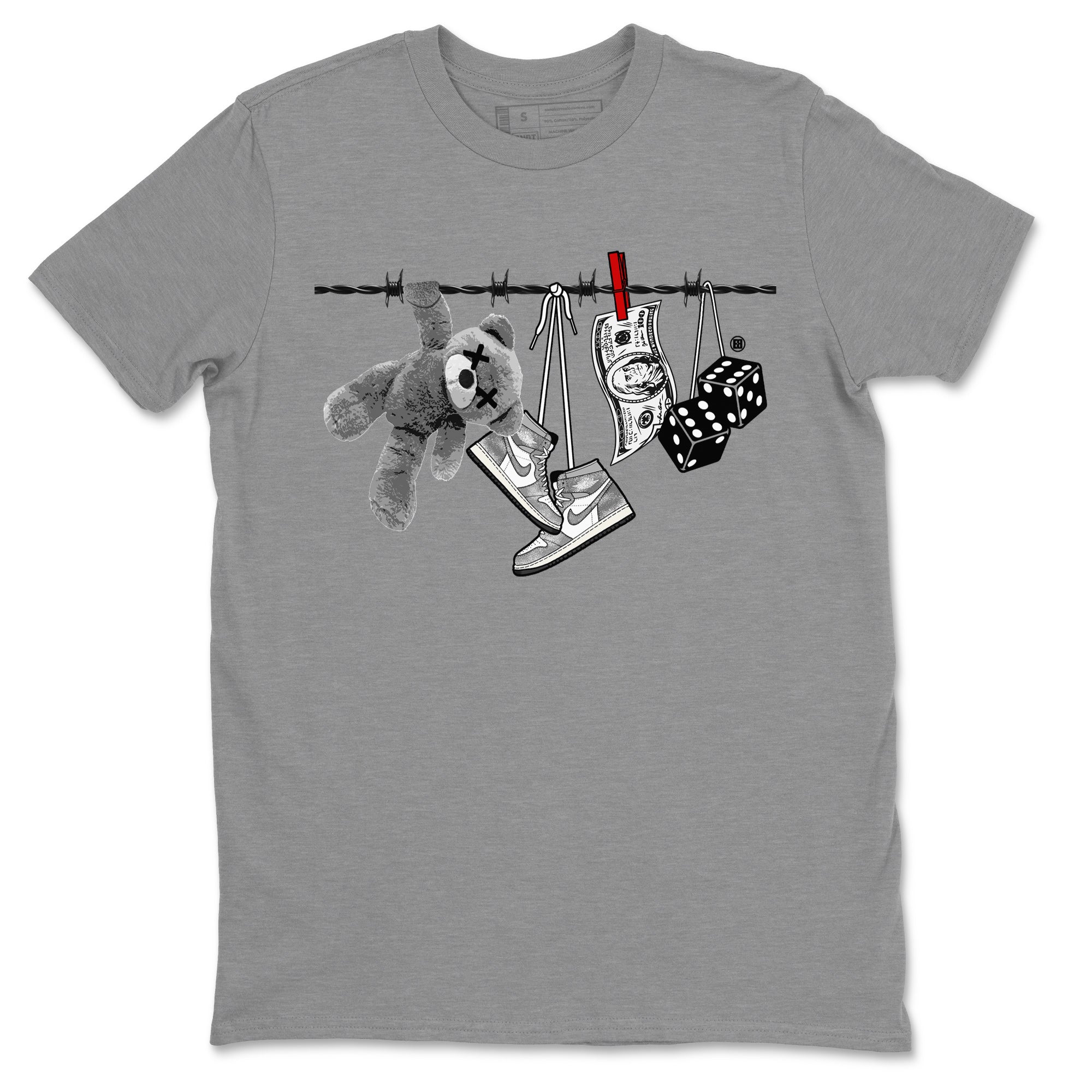 Air Jordan 1 Washed Heritage Sneaker Match Tees Clothesline Streetwear Sneaker Shirt Air Jordan 1 High OG Washed Heritage Clothes Unisex Shirts Heather Grey 2