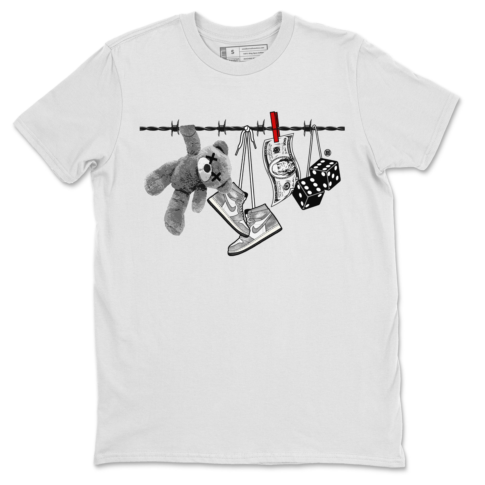Air Jordan 1 Washed Heritage Sneaker Match Tees Clothesline Streetwear Sneaker Shirt Air Jordan 1 High OG Washed Heritage Clothes Unisex Shirts White 2