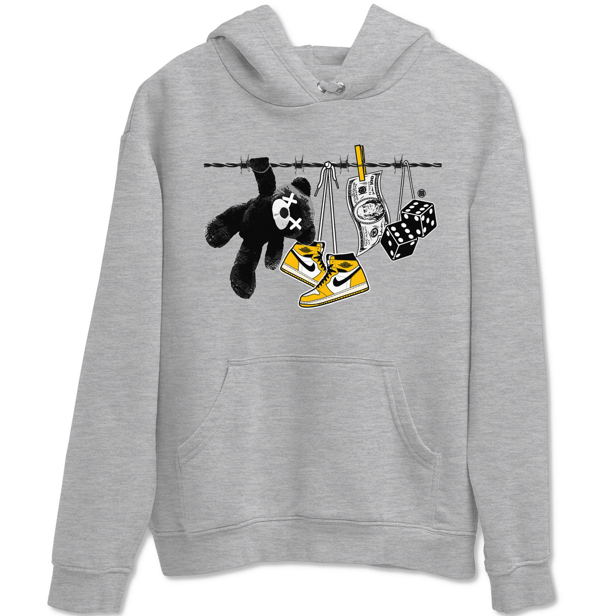 AJ1 Yellow Ochre shirt to match jordans Clothesline sneaker tees streetwear brand Air Jordan 1 Yellow Ochre Drip Gear Zone Brand unisex cotton Heather Grey 2 crew neck shirt