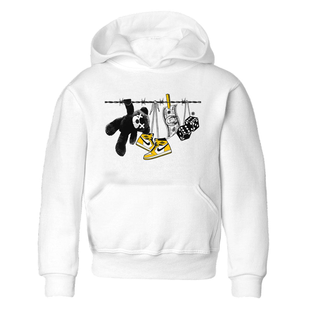AJ1 Yellow Ochre shirt to match jordans Clothesline sneaker tees streetwear brand Air Jordan 1 Yellow Ochre Drip Gear Zone Brand baby toddler White 2 cotton Shirt