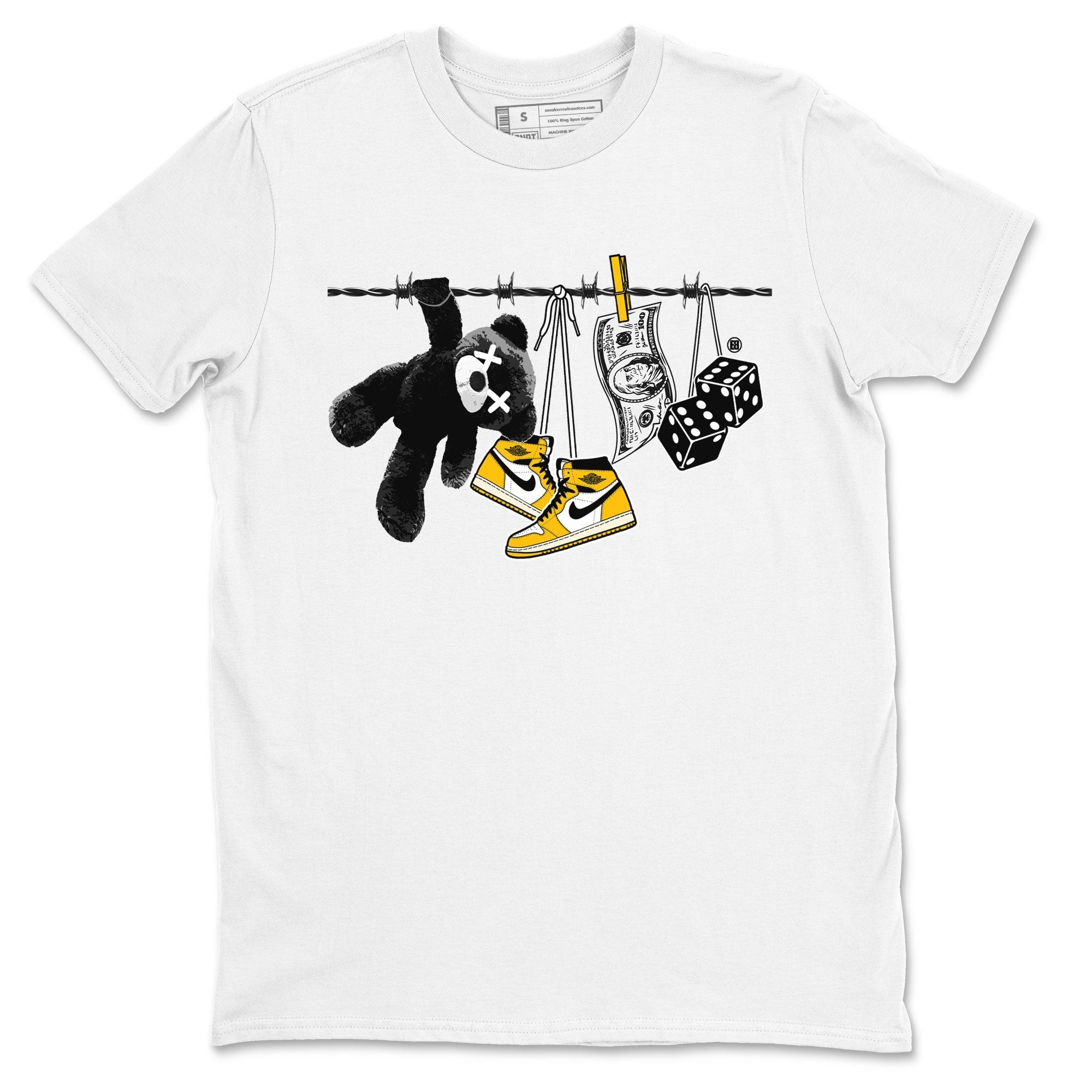 AJ1 Yellow Ochre shirt to match jordans Clothesline sneaker tees streetwear brand Air Jordan 1 Yellow Ochre Drip Gear Zone Brand unisex cotton White 2 crew neck shirt