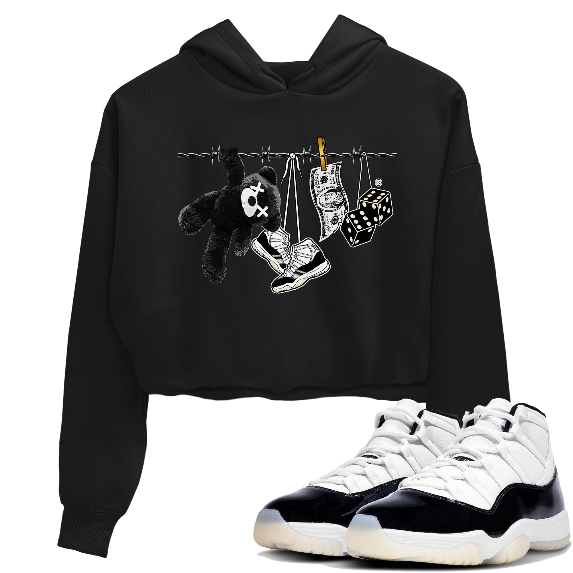 Air Jordan 11 Gratitude shirt to match jordans Clothesline sneaker tees Jordan 11 Retro Gratitude Drip Gear Zone Sneaker Matching Cotton Shirt Black 1 crop length shirt