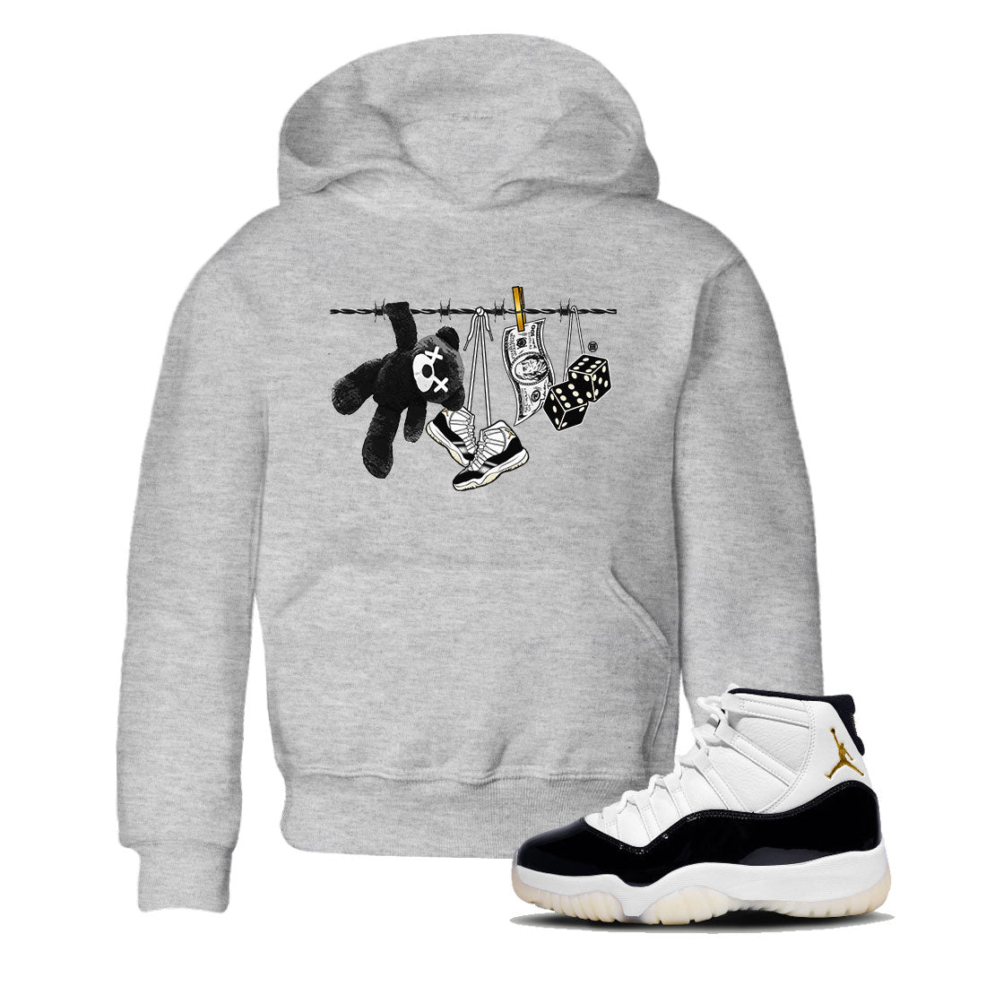 Air Jordan 11 Gratitude shirt to match jordans Clothesline sneaker tees Jordan 11 Retro Gratitude Drip Gear Zone Sneaker Matching Cotton Shirt baby toddler Heather Grey 1 cotton Shirt
