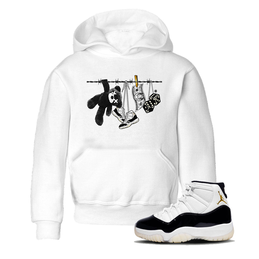 Air Jordan 11 Gratitude shirt to match jordans Clothesline sneaker tees Jordan 11 Retro Gratitude Drip Gear Zone Sneaker Matching Cotton Shirt baby toddler White 1 cotton Shirt