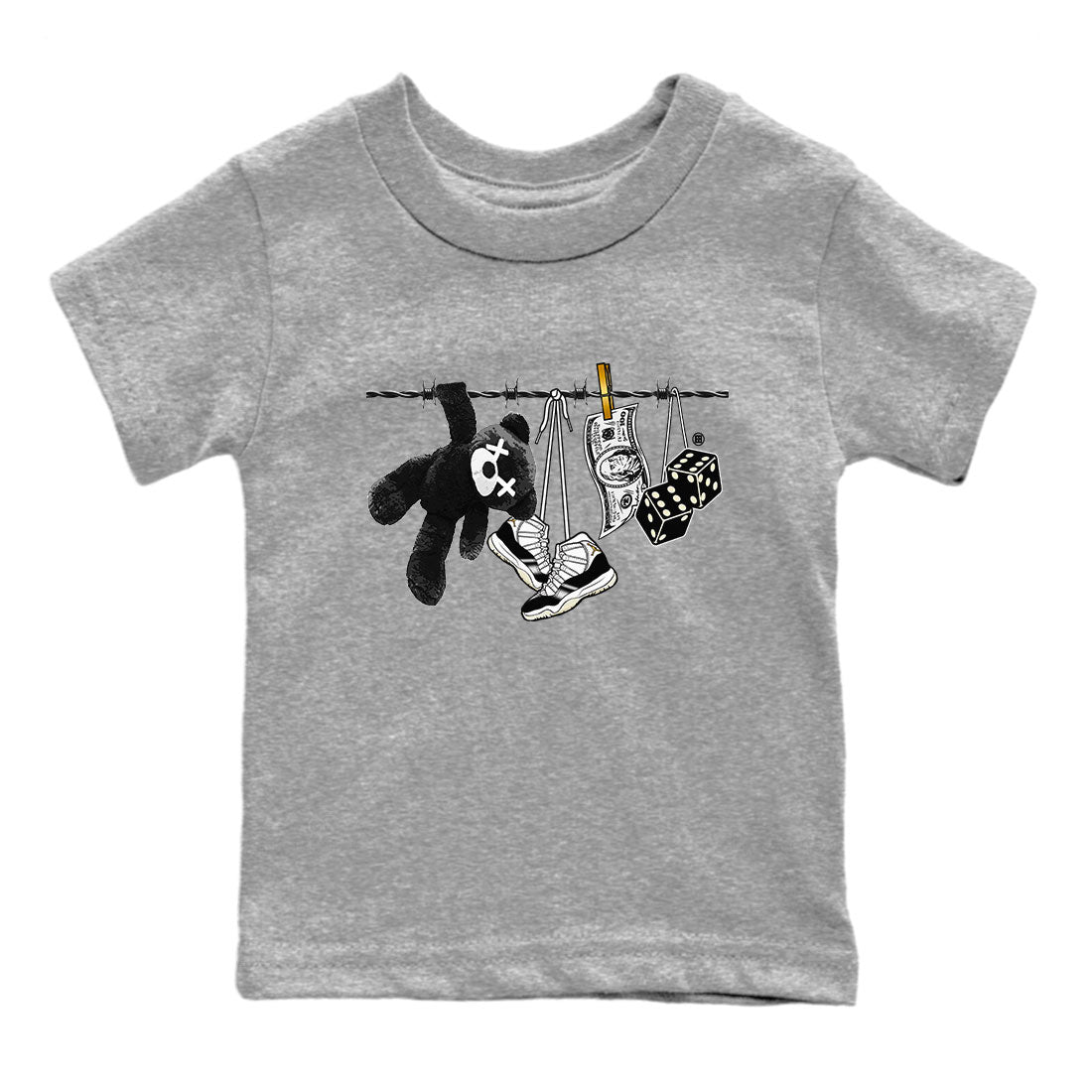 Air Jordan 11 Gratitude shirt to match jordans Clothesline sneaker tees Jordan 11 Retro Gratitude Drip Gear Zone Sneaker Matching Cotton Shirt baby toddler Heather Grey 2 cotton Shirt