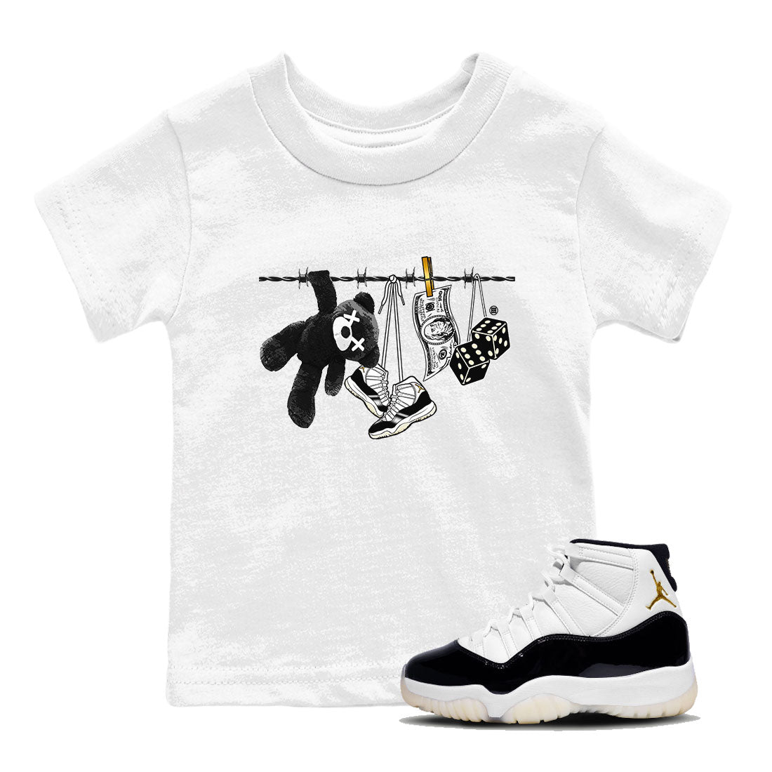 Air Jordan 11 Gratitude shirt to match jordans Clothesline sneaker tees Jordan 11 Retro Gratitude Drip Gear Zone Sneaker Matching Cotton Shirt baby toddler White 1 cotton Shirt