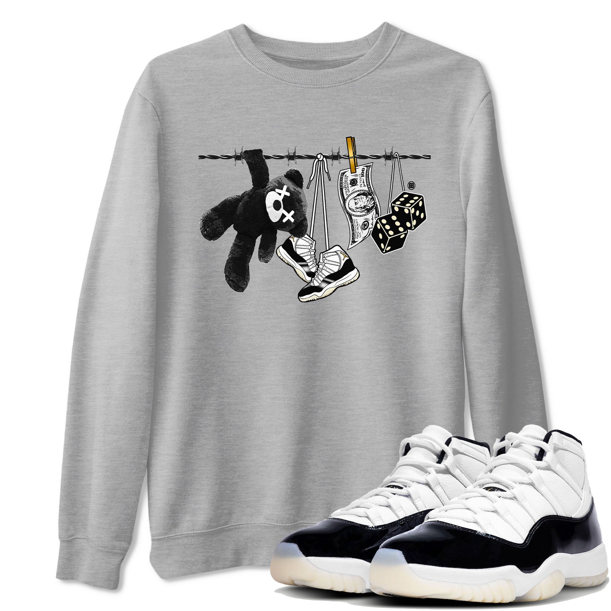 Air Jordan 11 Gratitude shirt to match jordans Clothesline sneaker tees Jordan 11 Retro Gratitude Drip Gear Zone Sneaker Matching Cotton Shirt unisex cotton Heather Grey 1 crew neck shirt