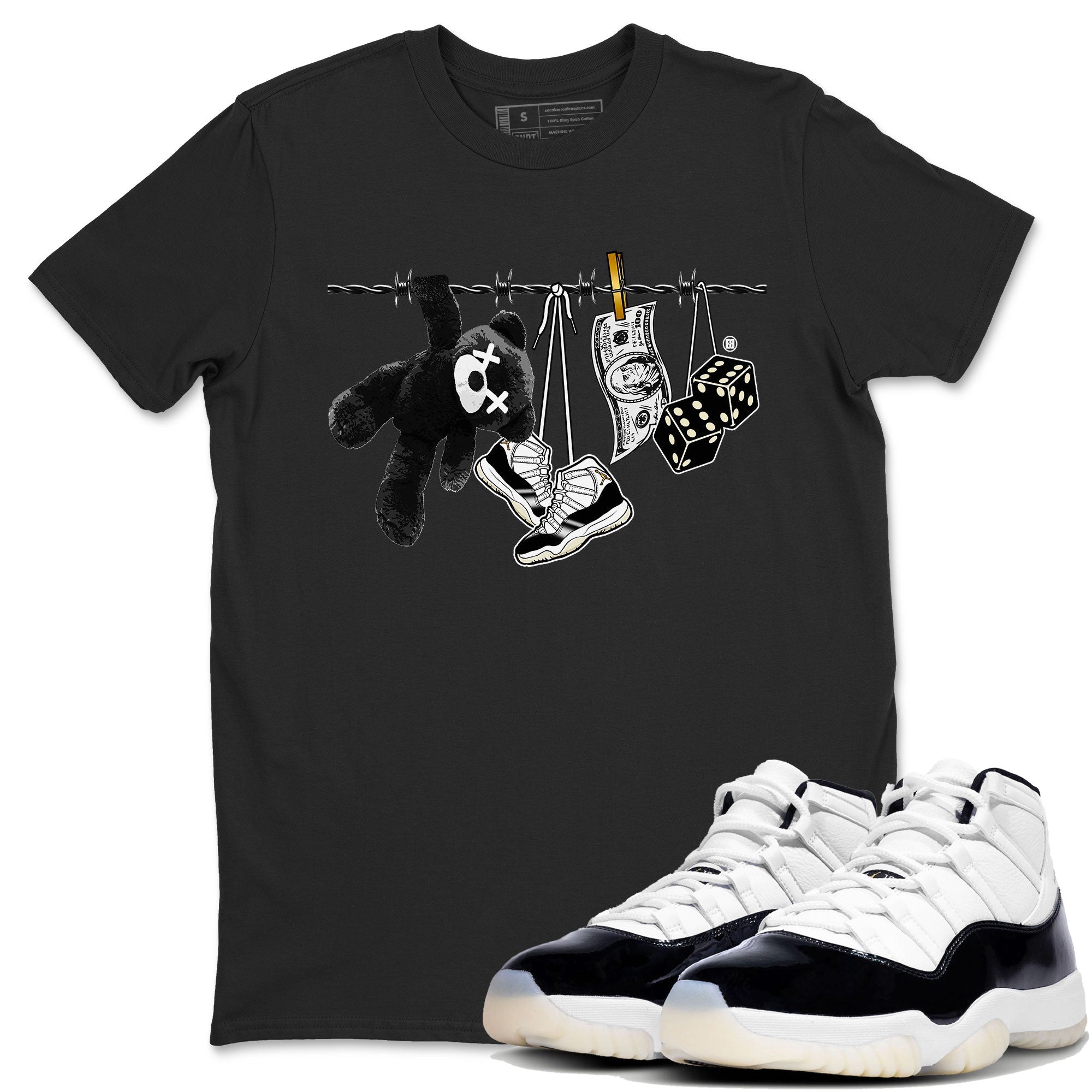 Air Jordan 11 Gratitude shirt to match jordans Clothesline sneaker tees Jordan 11 Retro Gratitude Drip Gear Zone Sneaker Matching Cotton Shirt unisex crew neck cotton Black 1 crew neck shirt