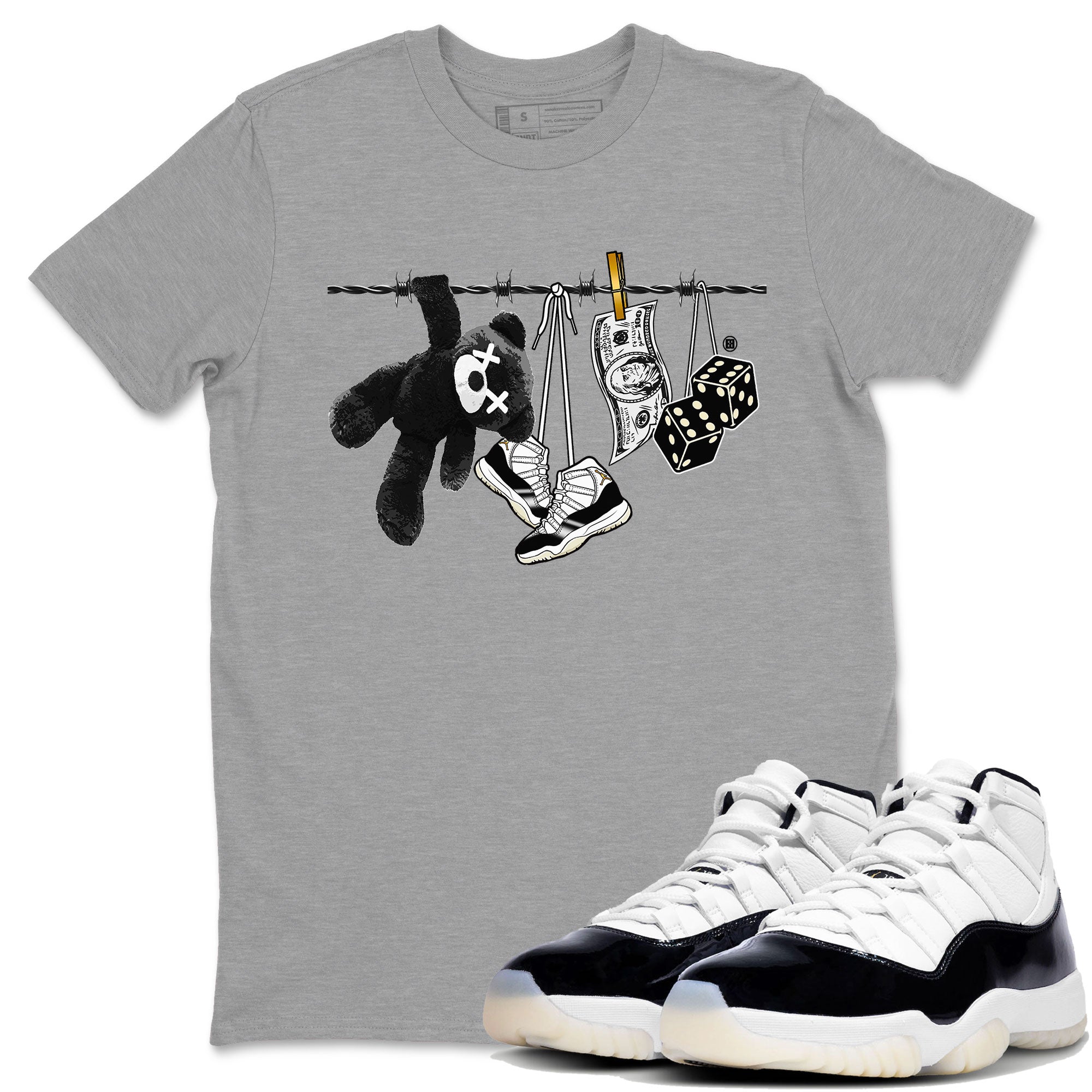 Air Jordan 11 Gratitude shirt to match jordans Clothesline sneaker tees Jordan 11 Retro Gratitude Drip Gear Zone Sneaker Matching Cotton Shirt unisex cotton Heather Grey 1 crew neck shirt