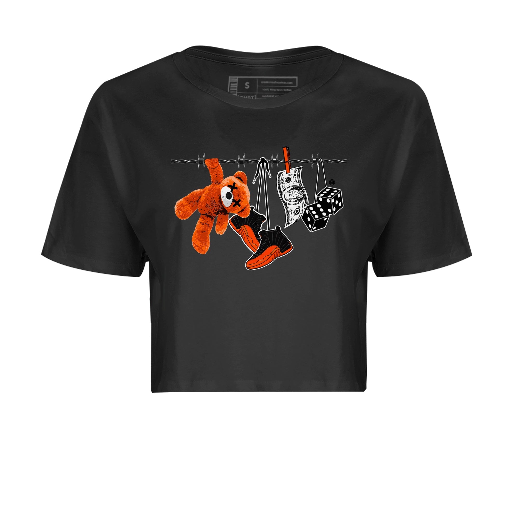 Air Jordan 12 Brilliant Orange Sneaker Match Tees Clothesline Streetwear Sneaker Shirt 12s Brilliant Orange Tee Women's Shirts Black 2
