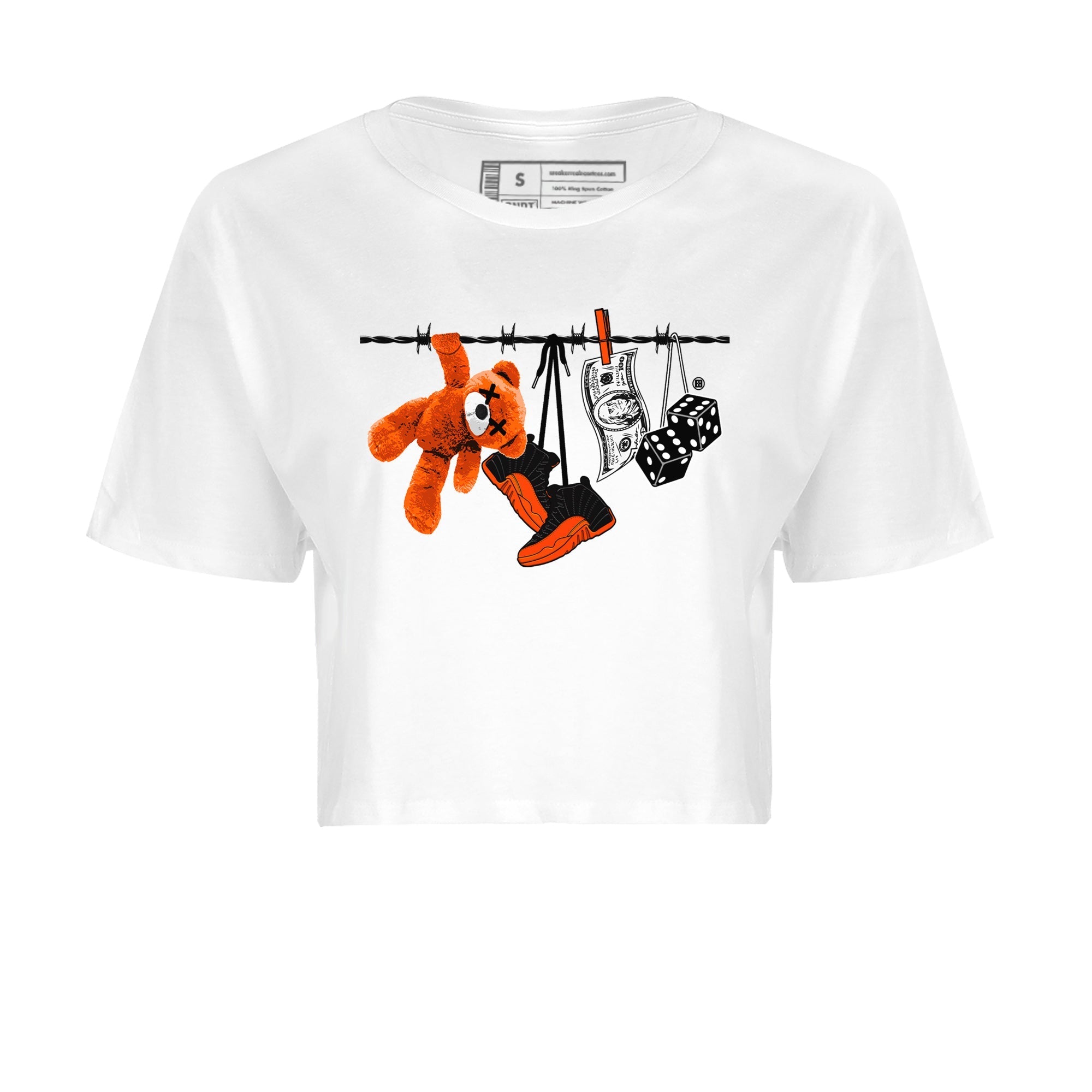 Air Jordan 12 Brilliant Orange Sneaker Match Tees Clothesline Streetwear Sneaker Shirt 12s Brilliant Orange Tee Women's Shirts White 2