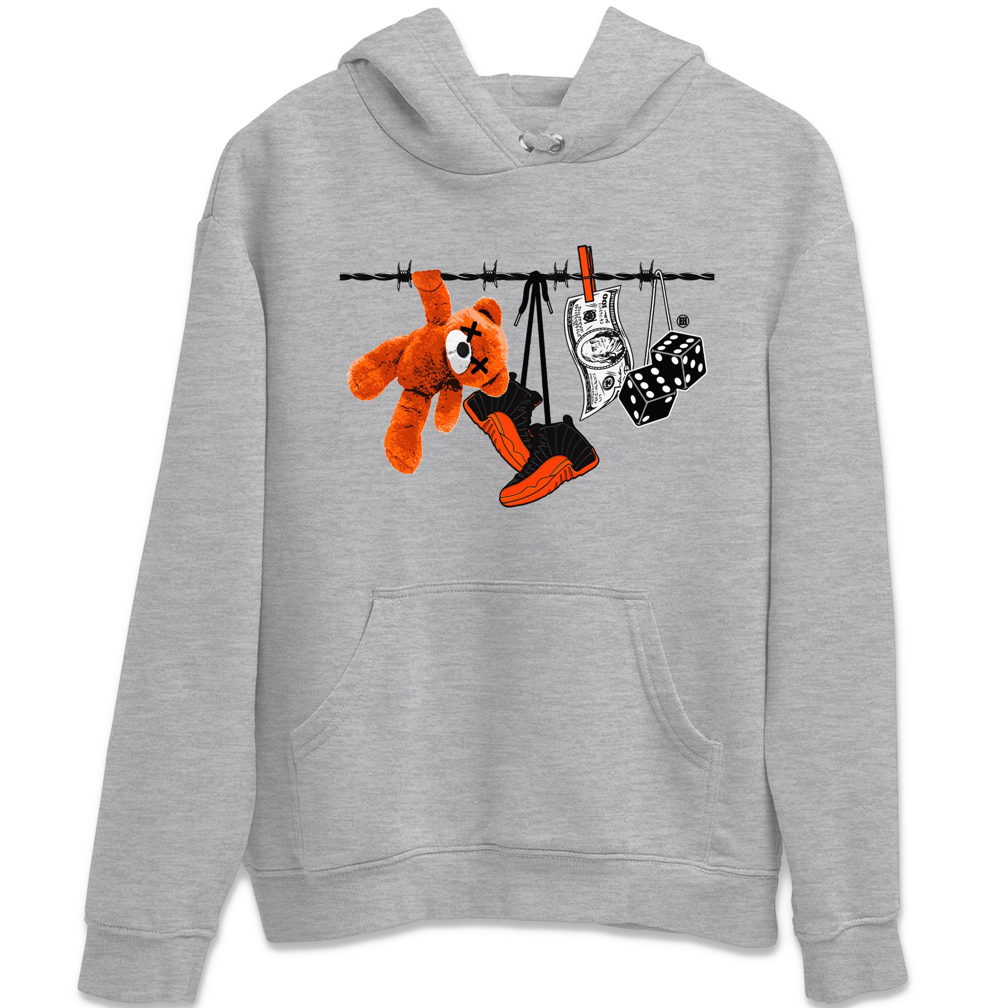 Air Jordan 12 Brilliant Orange Sneaker Match Tees Clothesline Streetwear Sneaker Shirt 12s Brilliant Orange Tee Unisex Shirts Heather Grey 2