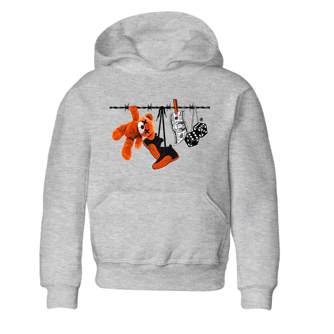 Air Jordan 12 Brilliant Orange Sneaker Match Tees Clothesline Streetwear Sneaker Shirt 12s Brilliant Orange Tee Kids Shirts Heather Grey 2