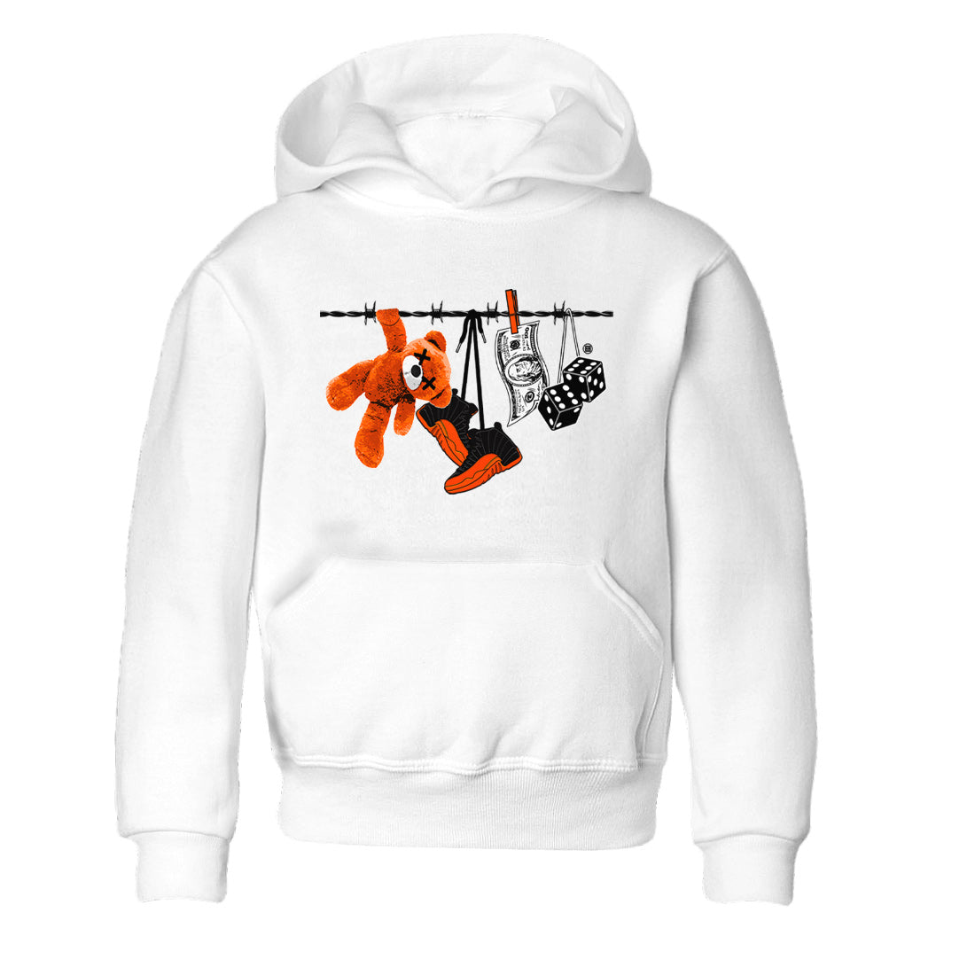 Air Jordan 12 Brilliant Orange Sneaker Match Tees Clothesline Streetwear Sneaker Shirt 12s Brilliant Orange Tee Kids Shirts White 2