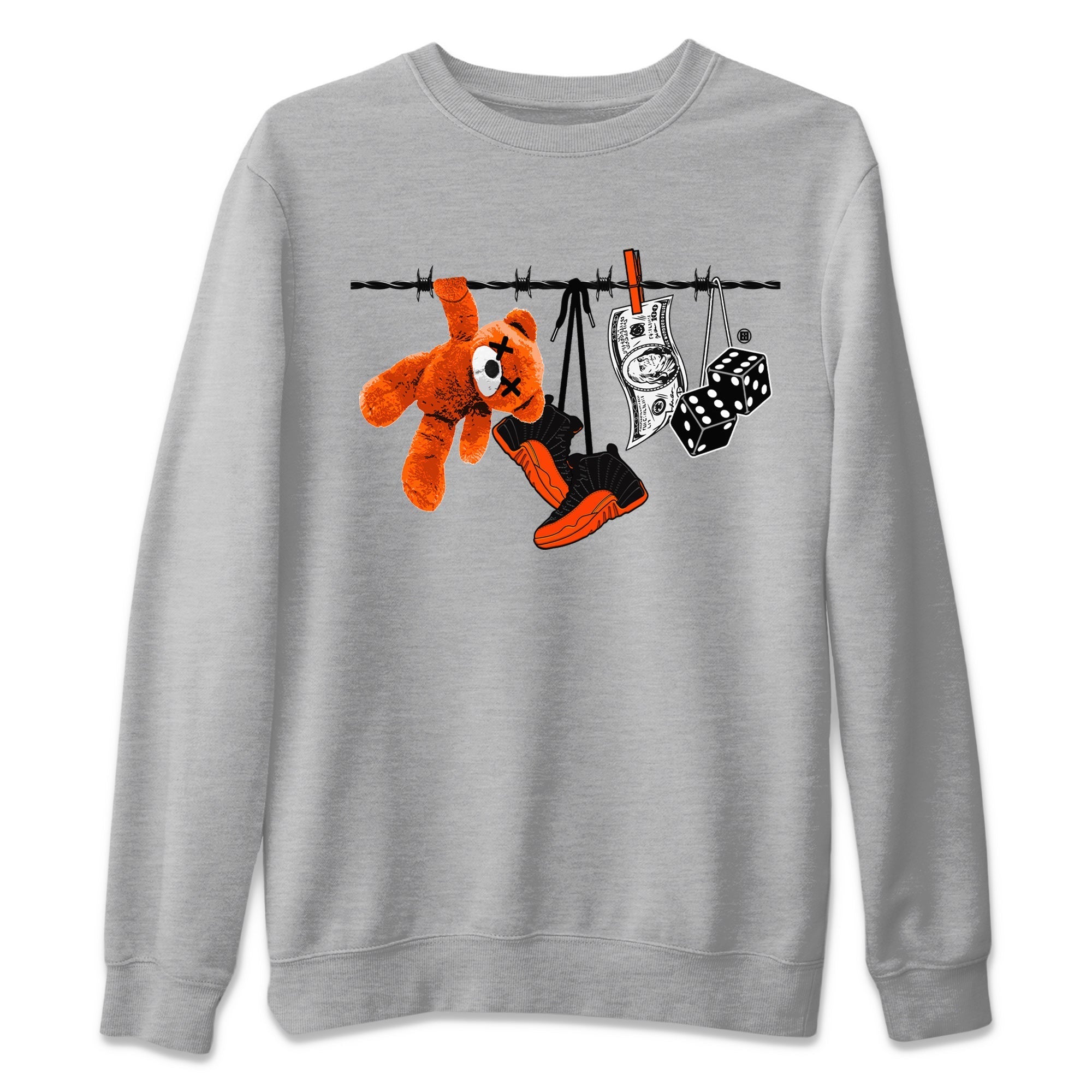 Air Jordan 12 Brilliant Orange Sneaker Match Tees Clothesline Streetwear Sneaker Shirt 12s Brilliant Orange Tee Unisex Shirts Heather Grey 2