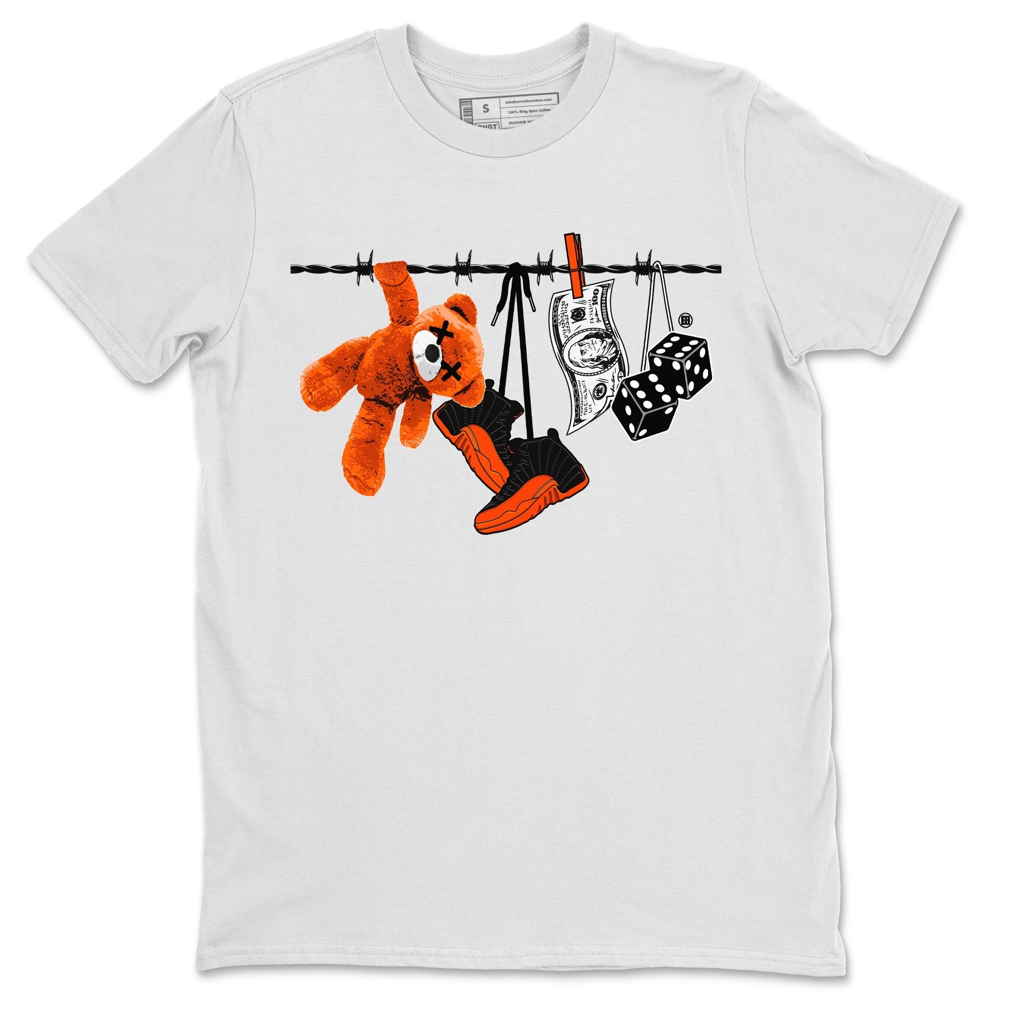 Air Jordan 12 Brilliant Orange Sneaker Match Tees Clothesline Streetwear Sneaker Shirt 12s Brilliant Orange Tee Unisex Shirts White 2