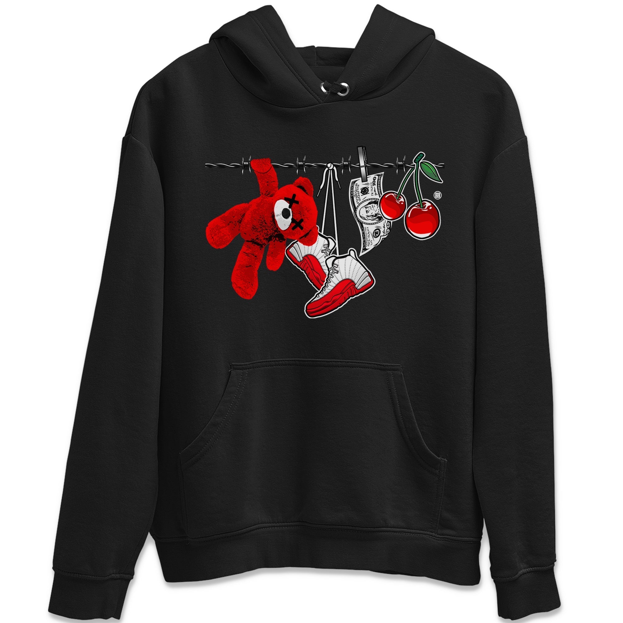 12s Cherry Sneaker Match Tees Clothesline Streetwear Sneaker Shirt Air Jordan 12 Cherry Sneaker Release Tees Unisex Shirts Black 2