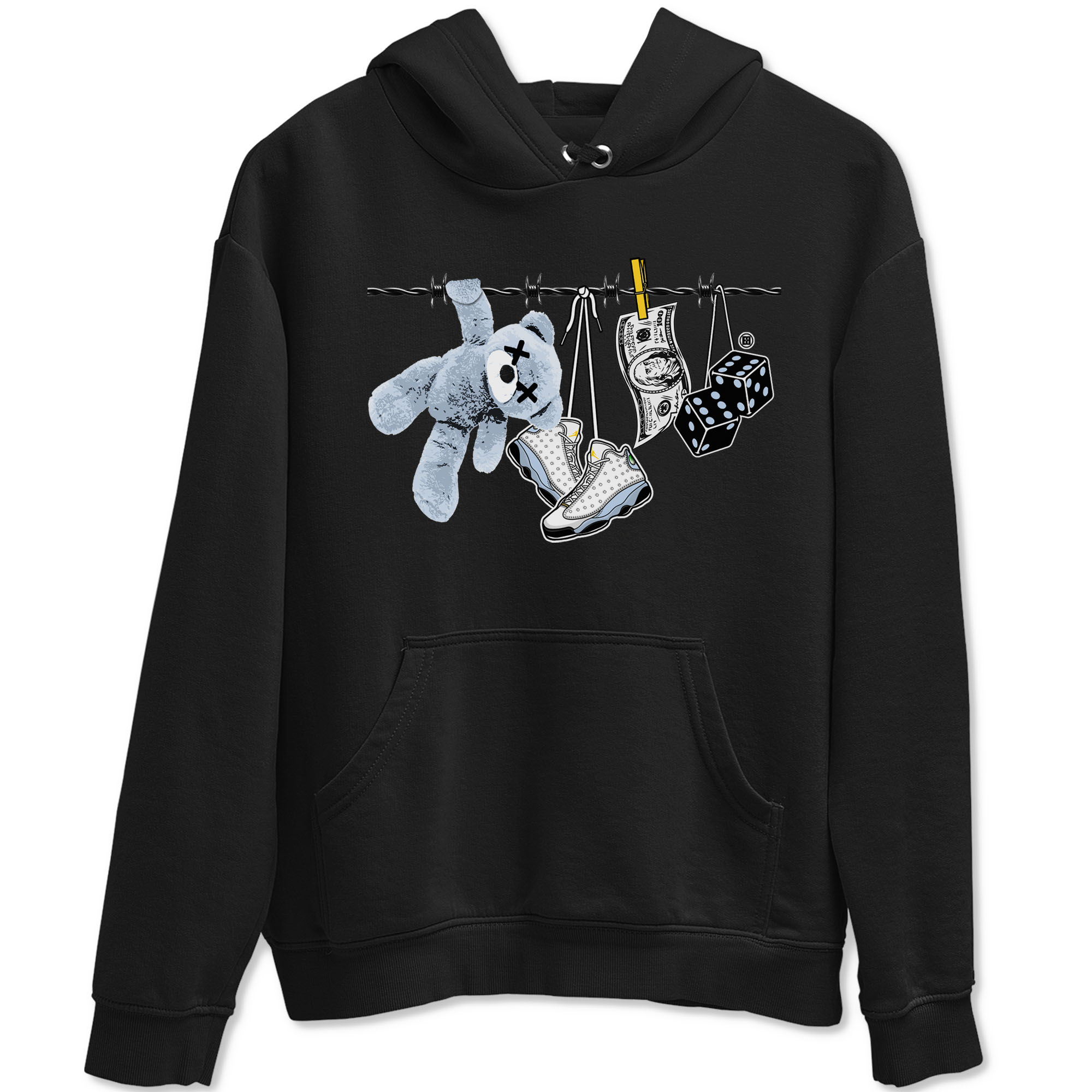 13s Blue Grey shirt to match jordans Clothesline sneaker tees Air Jordan 13 Retro Blue Grey Drip Gear Zone unisex cotton Black 2 crew neck shirt