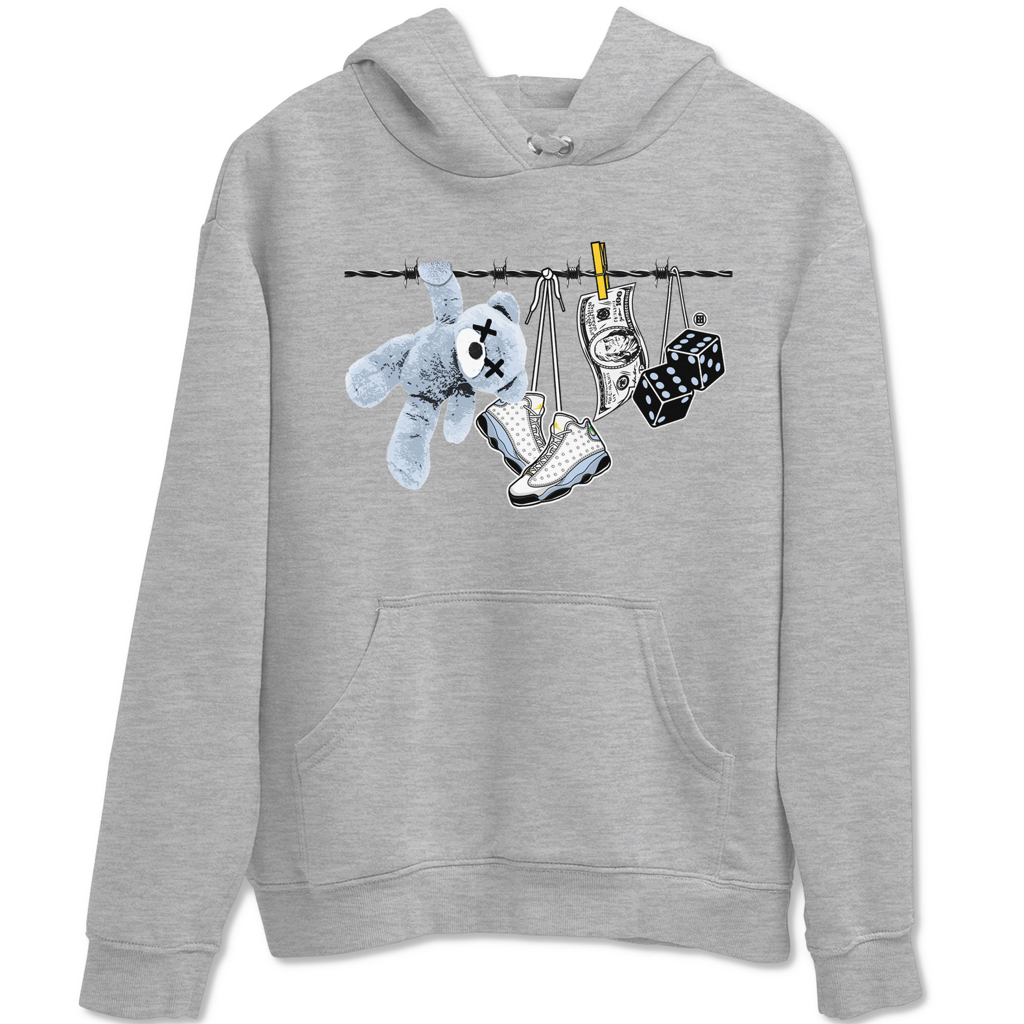 13s Blue Grey shirt to match jordans Clothesline sneaker tees Air Jordan 13 Retro Blue Grey Drip Gear Zone unisex cotton Heather Grey 2 crew neck shirt