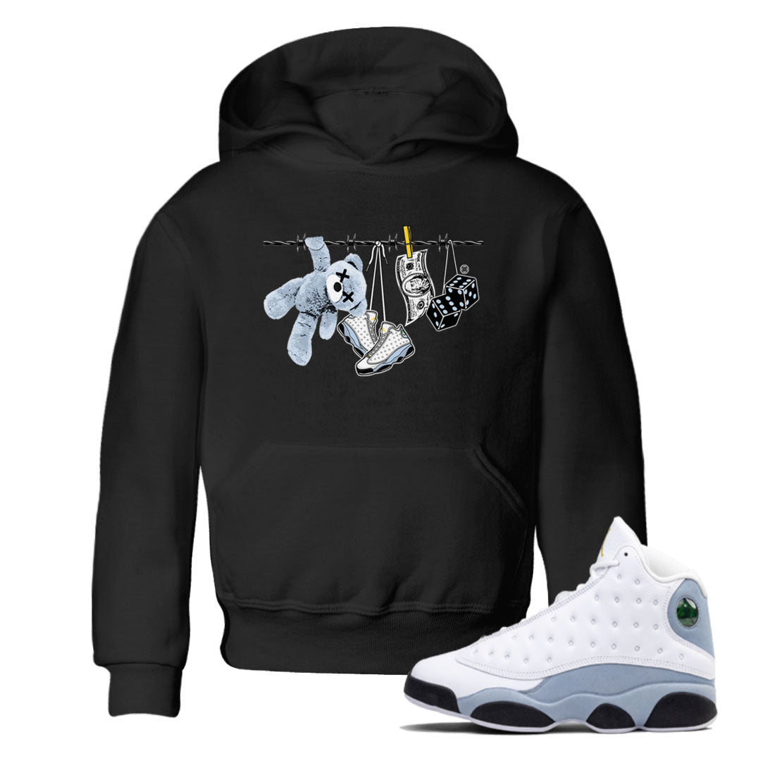 13s Blue Grey shirt to match jordans Clothesline sneaker tees Air Jordan 13 Retro Blue Grey Drip Gear Zone baby toddler Black 1 cotton Shirt