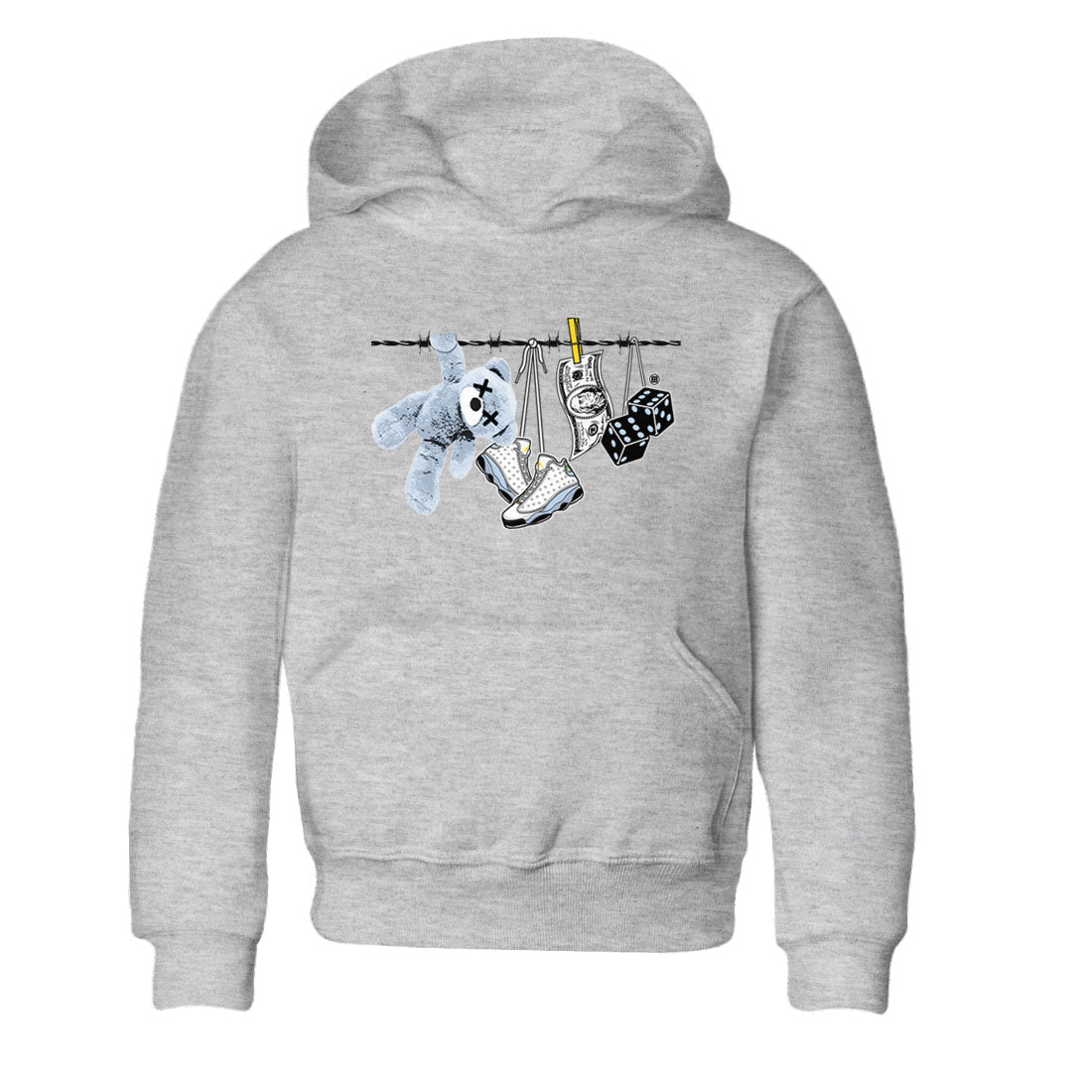 13s Blue Grey shirt to match jordans Clothesline sneaker tees Air Jordan 13 Retro Blue Grey Drip Gear Zone baby toddler Heather Grey 2 cotton Shirt