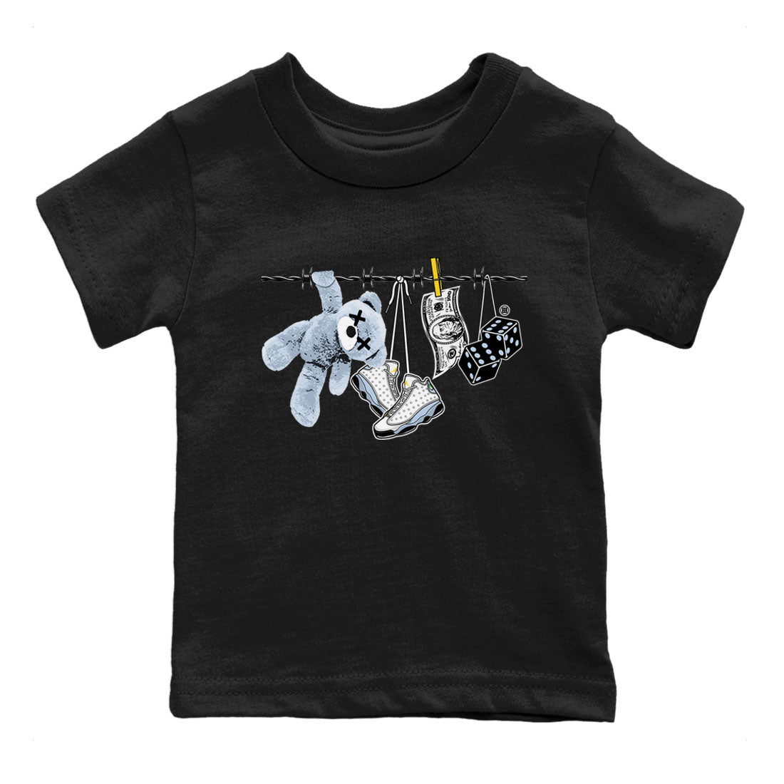 13s Blue Grey shirt to match jordans Clothesline sneaker tees Air Jordan 13 Retro Blue Grey Drip Gear Zone baby toddler Black 2 cotton Shirt