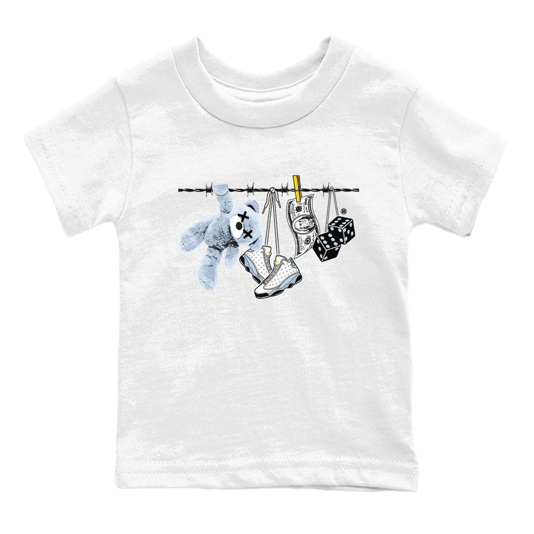 13s Blue Grey shirt to match jordans Clothesline sneaker tees Air Jordan 13 Retro Blue Grey Drip Gear Zone baby toddler White 2 cotton Shirt