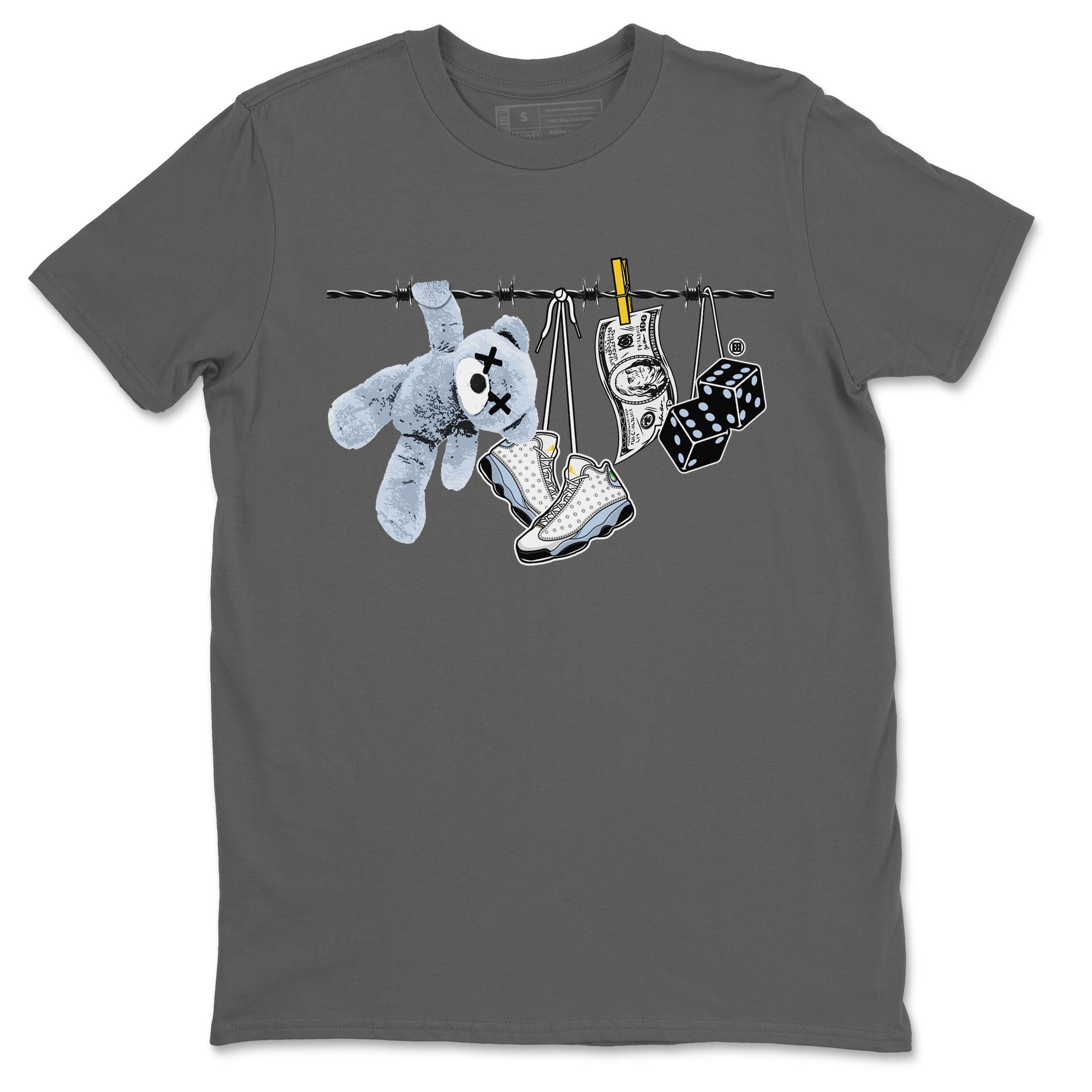 13s Blue Grey shirt to match jordans Clothesline sneaker tees Air Jordan 13 Retro Blue Grey Drip Gear Zone unisex cotton Cool Grey 2 crew neck shirt