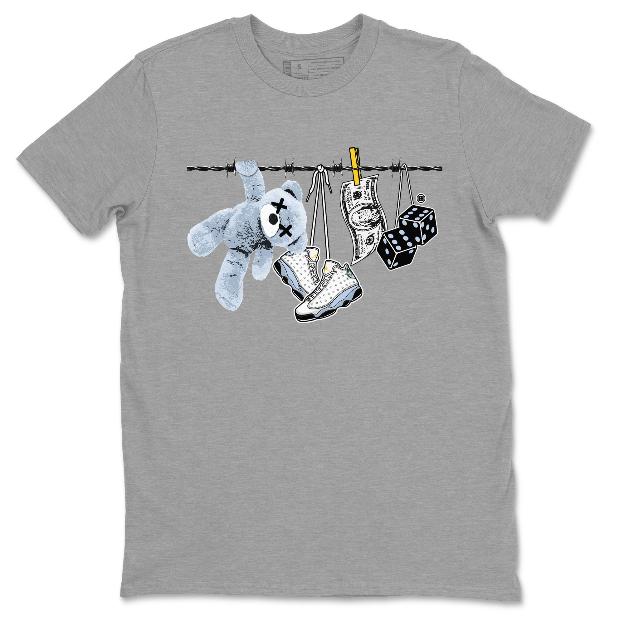 13s Blue Grey shirt to match jordans Clothesline sneaker tees Air Jordan 13 Retro Blue Grey Drip Gear Zone unisex cotton Heather Grey 2 crew neck shirt