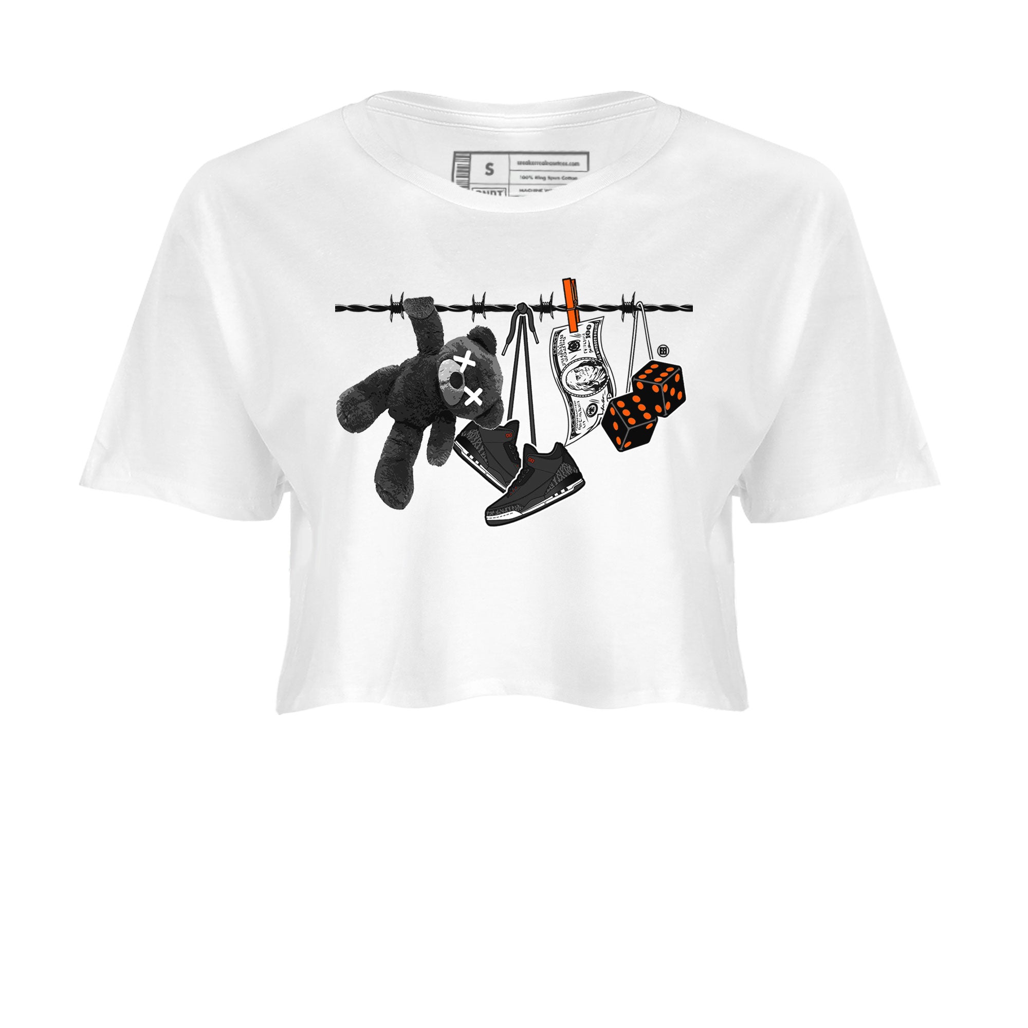 Air Jordan 3 Fear shirt to match jordans Clothesline sneaker tees Air Jordan 3 Fear Drip Gear Zone White 2 Crop T-Shirt