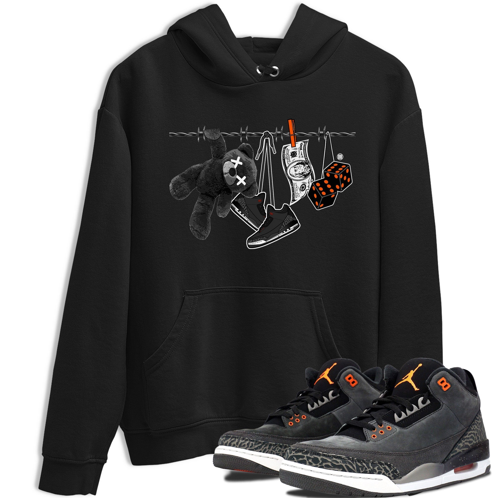 Air Jordan 3 Fear shirt to match jordans Clothesline sneaker tees Air Jordan 3 Fear Drip Gear Zone Unisex Black 1 T-Shirt