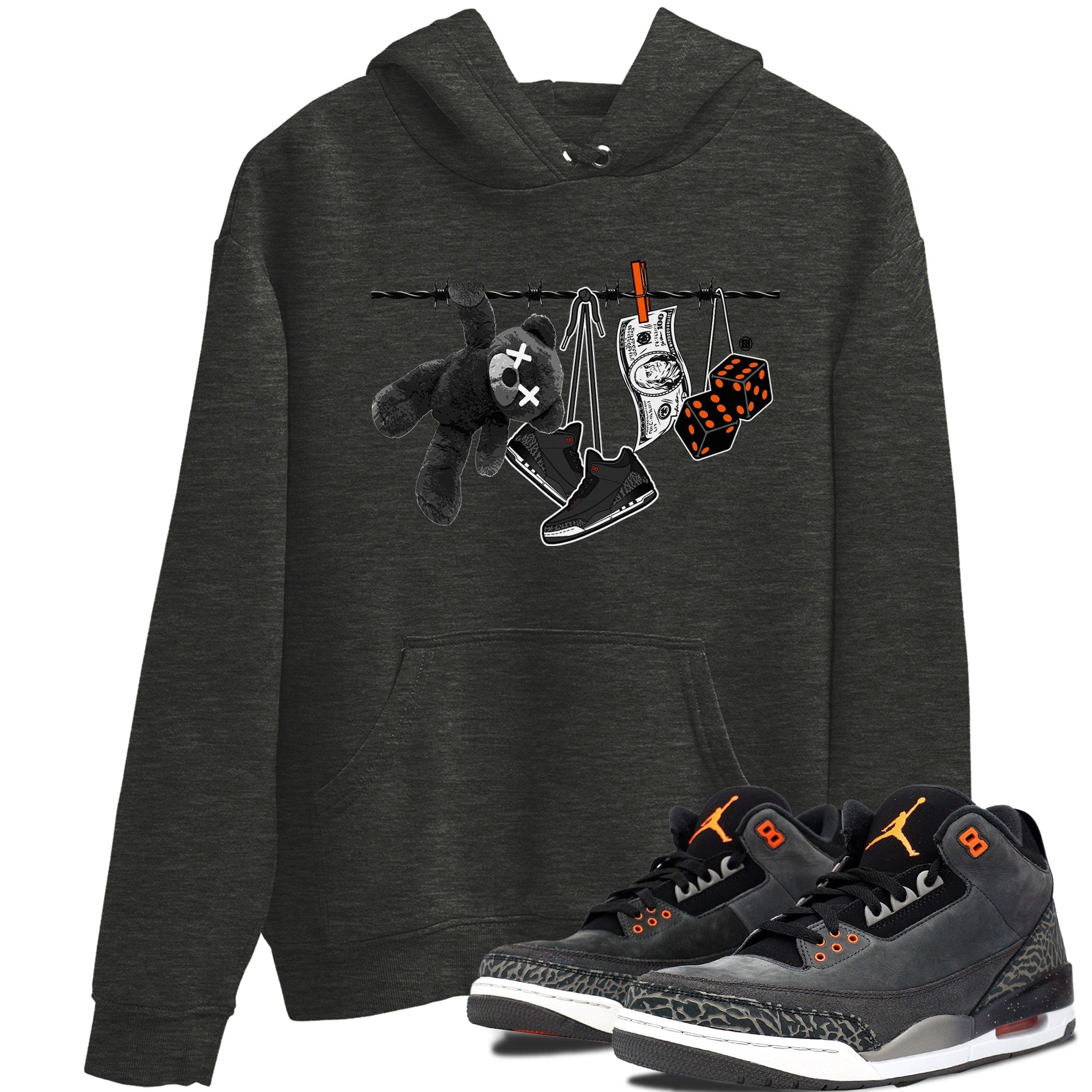 Air Jordan 3 Fear shirt to match jordans Clothesline sneaker tees Air Jordan 3 Fear Drip Gear Zone Unisex Charcoal Heather 1 T-Shirt