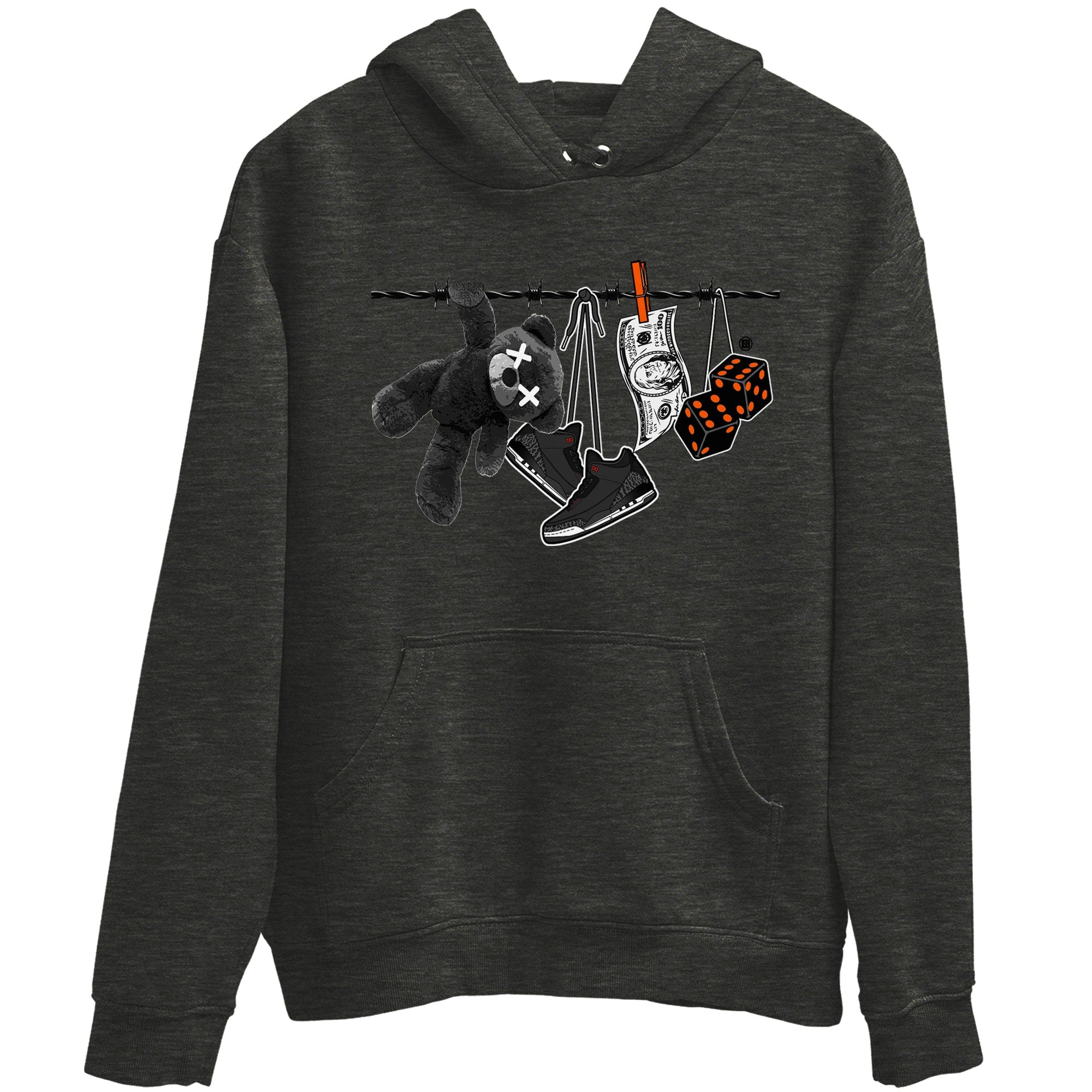 Air Jordan 3 Fear shirt to match jordans Clothesline sneaker tees Air Jordan 3 Fear Drip Gear Zone Unisex Charcoal Heather 2 T-Shirt