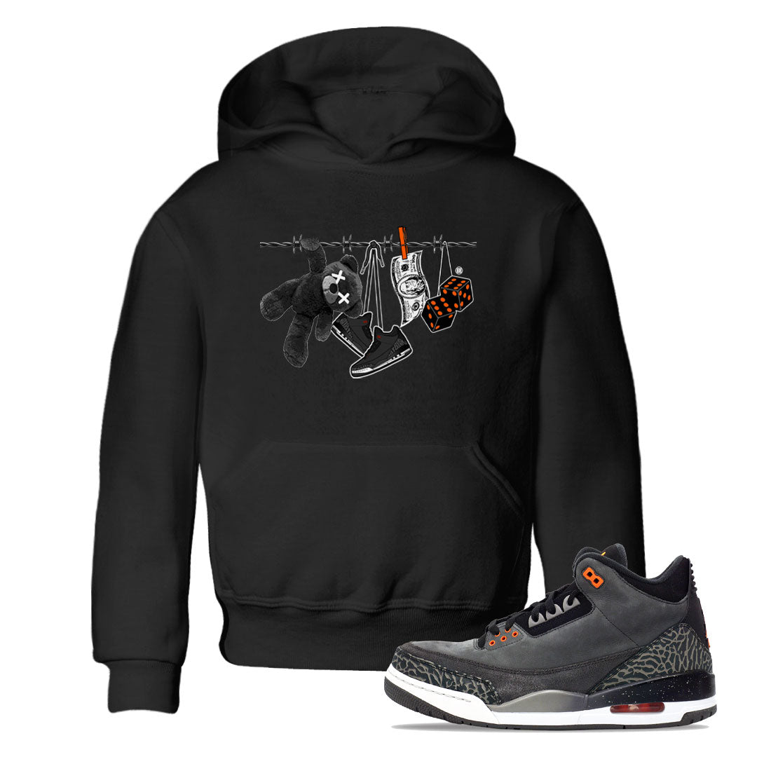 Air Jordan 3 Fear shirt to match jordans Clothesline sneaker tees Air Jordan 3 Fear Drip Gear Zone Baby Toddler Black 1 T-Shirt
