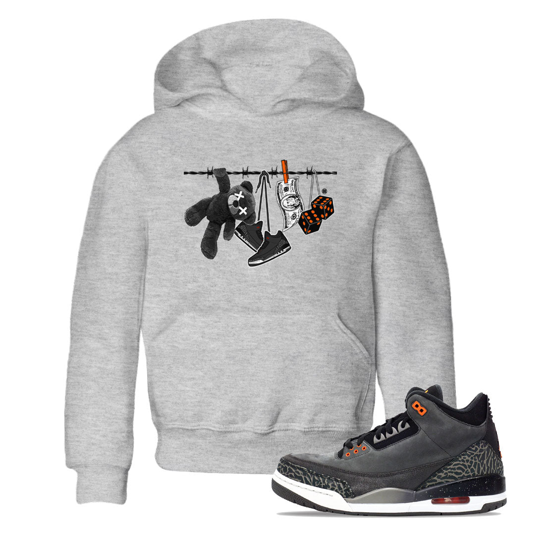 Air Jordan 3 Fear shirt to match jordans Clothesline sneaker tees Air Jordan 3 Fear Drip Gear Zone Baby Toddler Heather Grey 1 T-Shirt