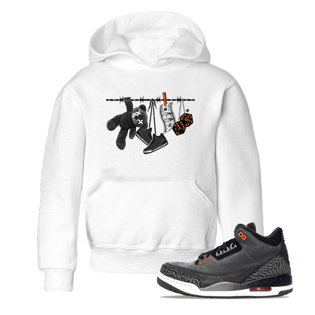 Air Jordan 3 Fear shirt to match jordans Clothesline sneaker tees Air Jordan 3 Fear Drip Gear Zone Baby Toddler White 1 T-Shirt
