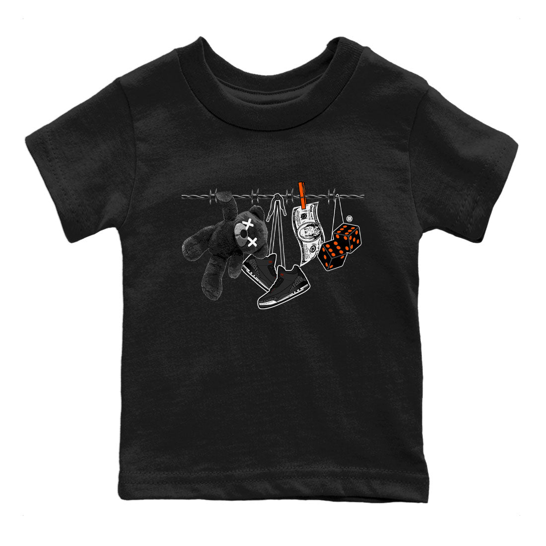 Air Jordan 3 Fear shirt to match jordans Clothesline sneaker tees Air Jordan 3 Fear Drip Gear Zone Baby Toddler Black 2 T-Shirt
