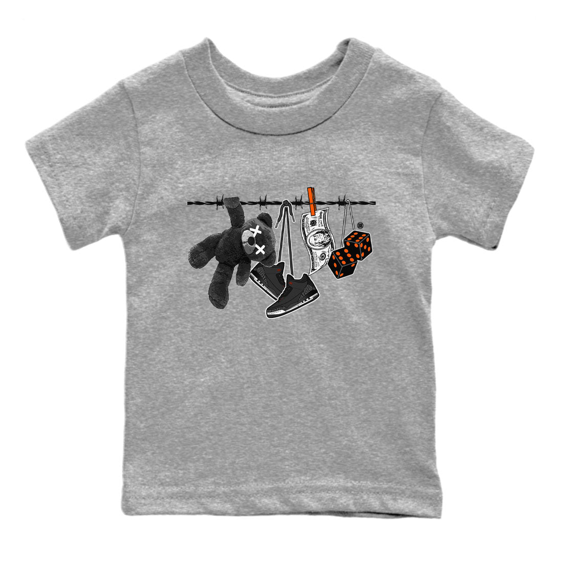Air Jordan 3 Fear shirt to match jordans Clothesline sneaker tees Air Jordan 3 Fear Drip Gear Zone Baby Toddler Heather Grey 2 T-Shirt