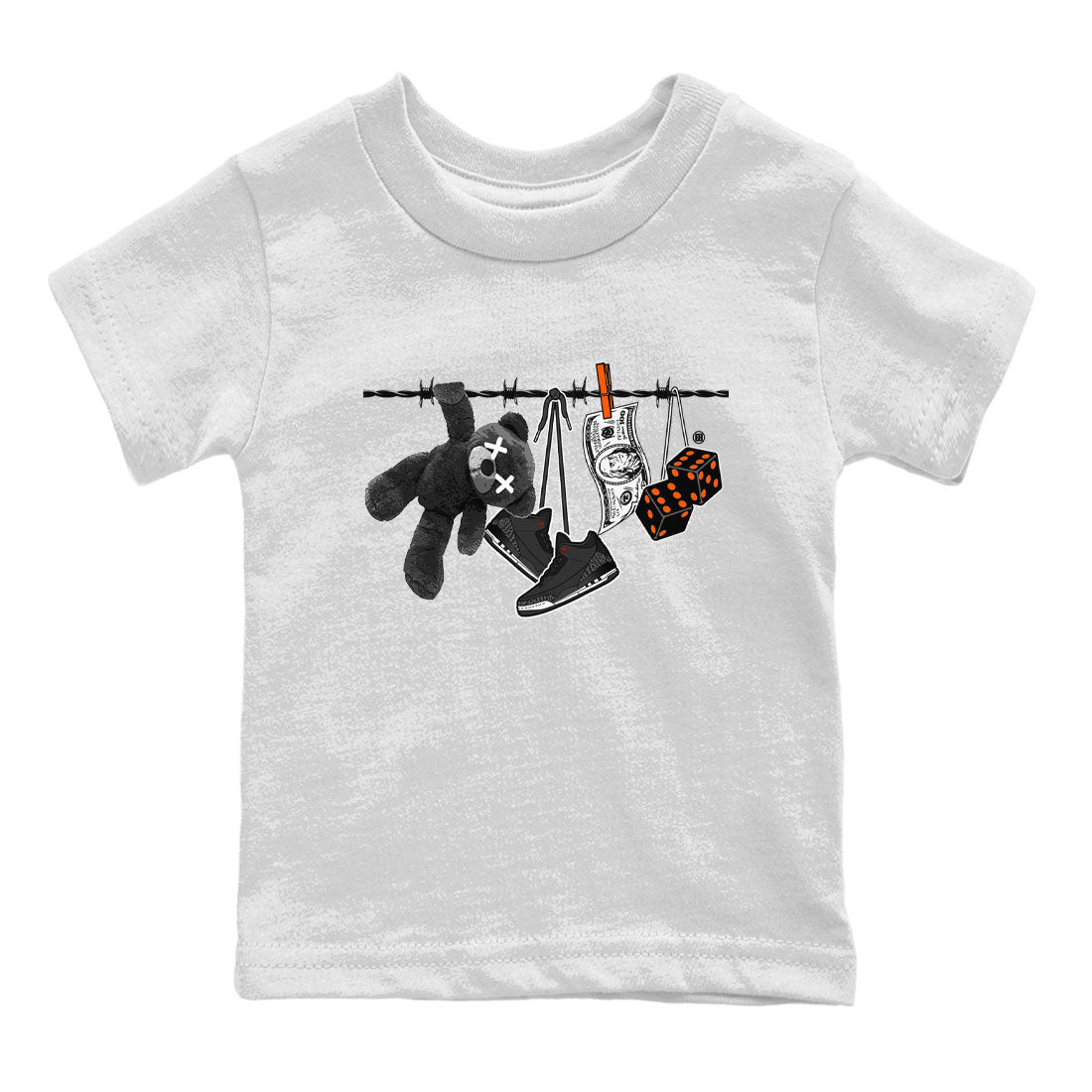Air Jordan 3 Fear shirt to match jordans Clothesline sneaker tees Air Jordan 3 Fear Drip Gear Zone Baby Toddler White 2 T-Shirt