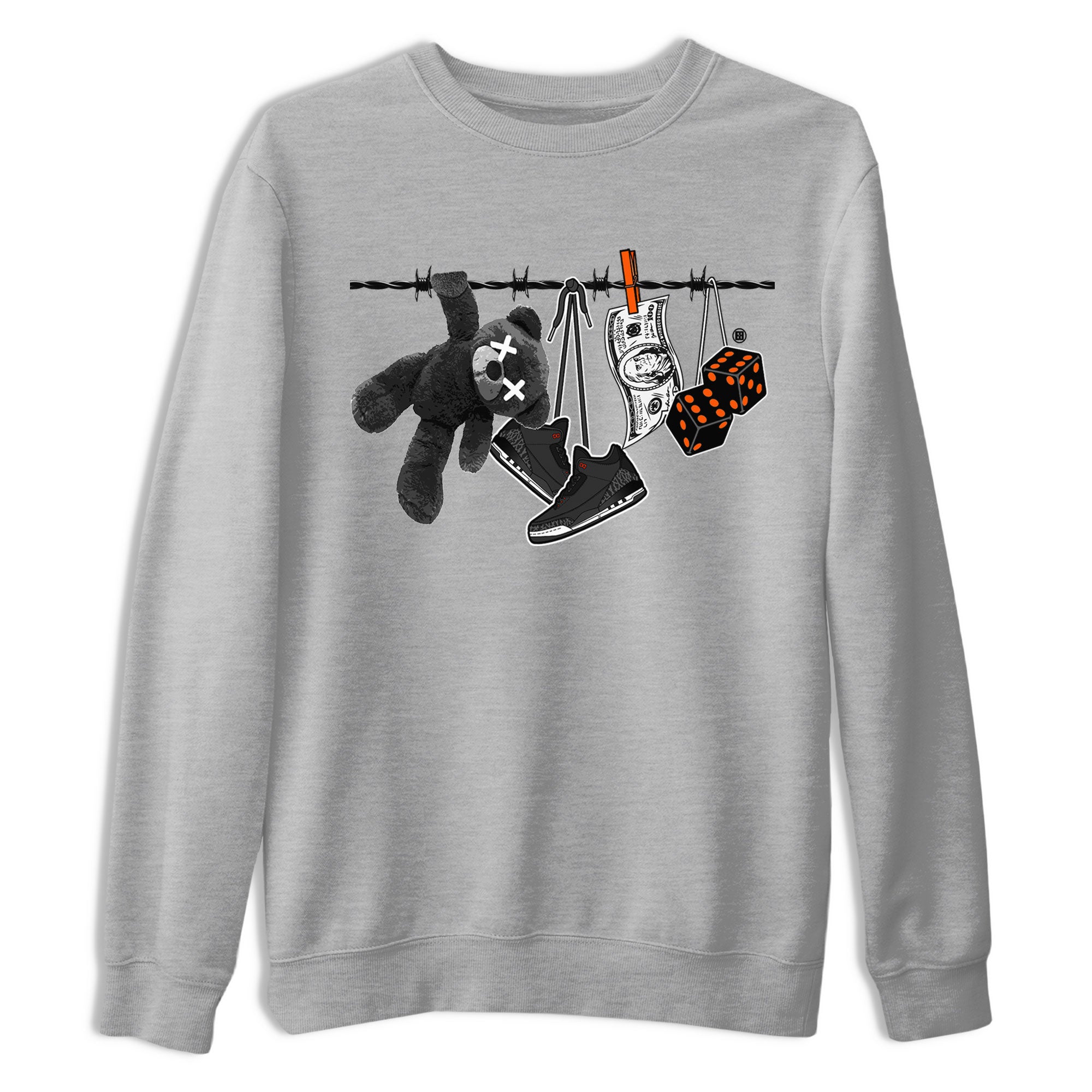 Air Jordan 3 Fear shirt to match jordans Clothesline sneaker tees Air Jordan 3 Fear Drip Gear Zone Unisex Heather Grey 2 T-Shirt