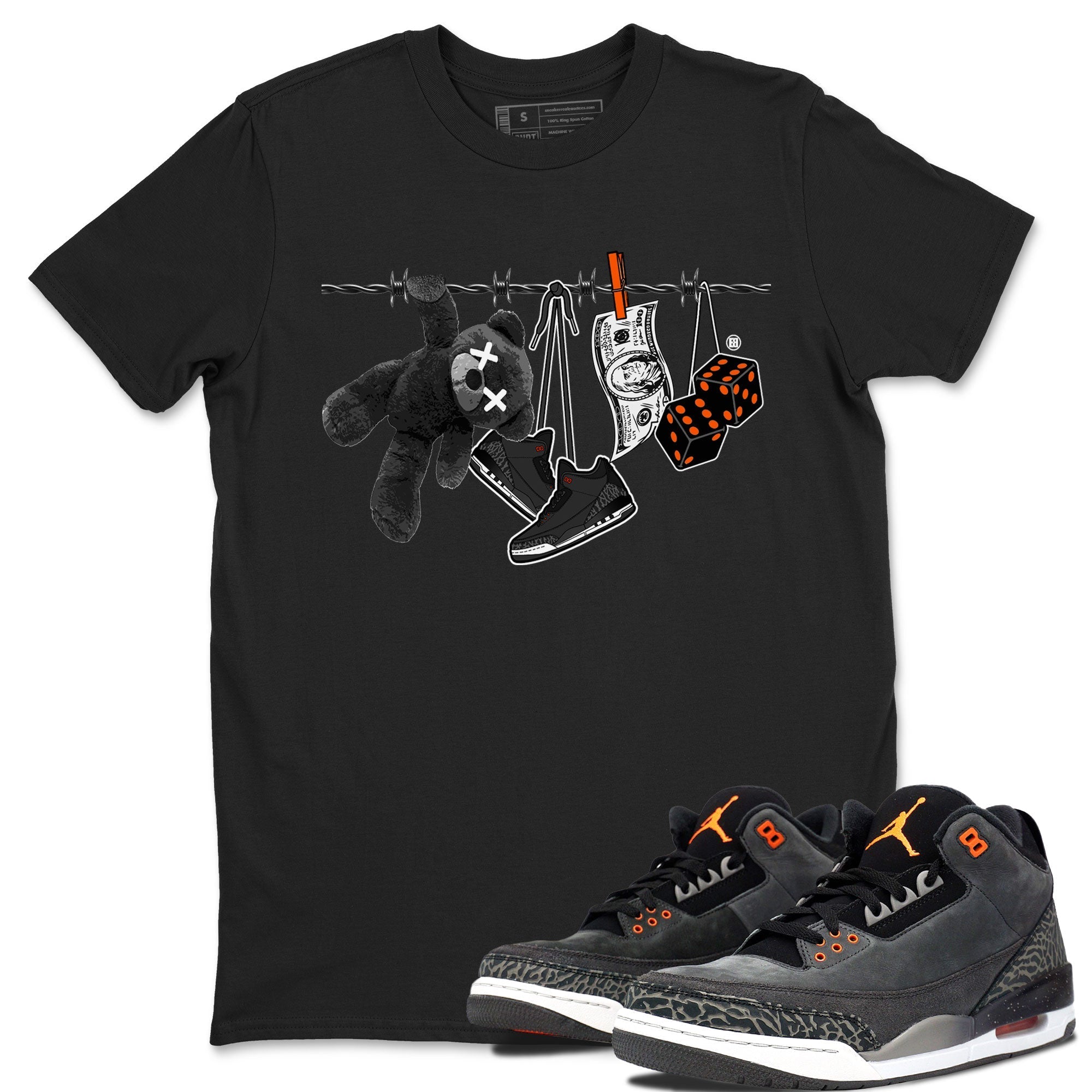 Air Jordan 3 Fear shirt to match jordans Clothesline sneaker tees Air Jordan 3 Fear Drip Gear Zone Unisex Black 1 T-Shirt