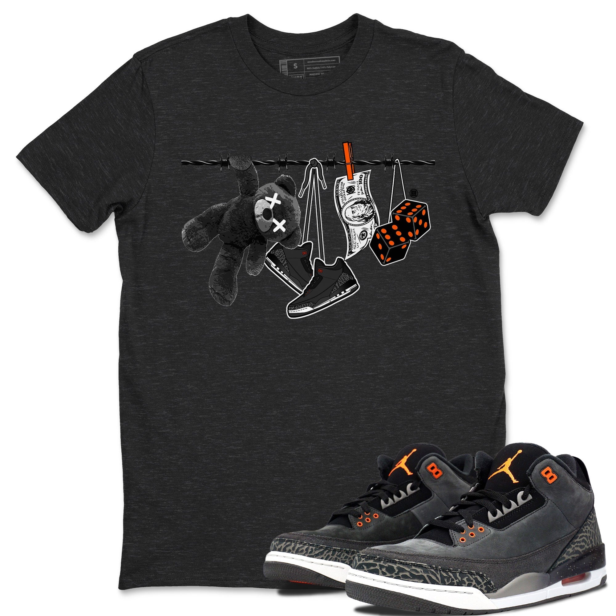 Air Jordan 3 Fear shirt to match jordans Clothesline sneaker tees Air Jordan 3 Fear Drip Gear Zone Unisex Charcoal Heather 1 T-Shirt