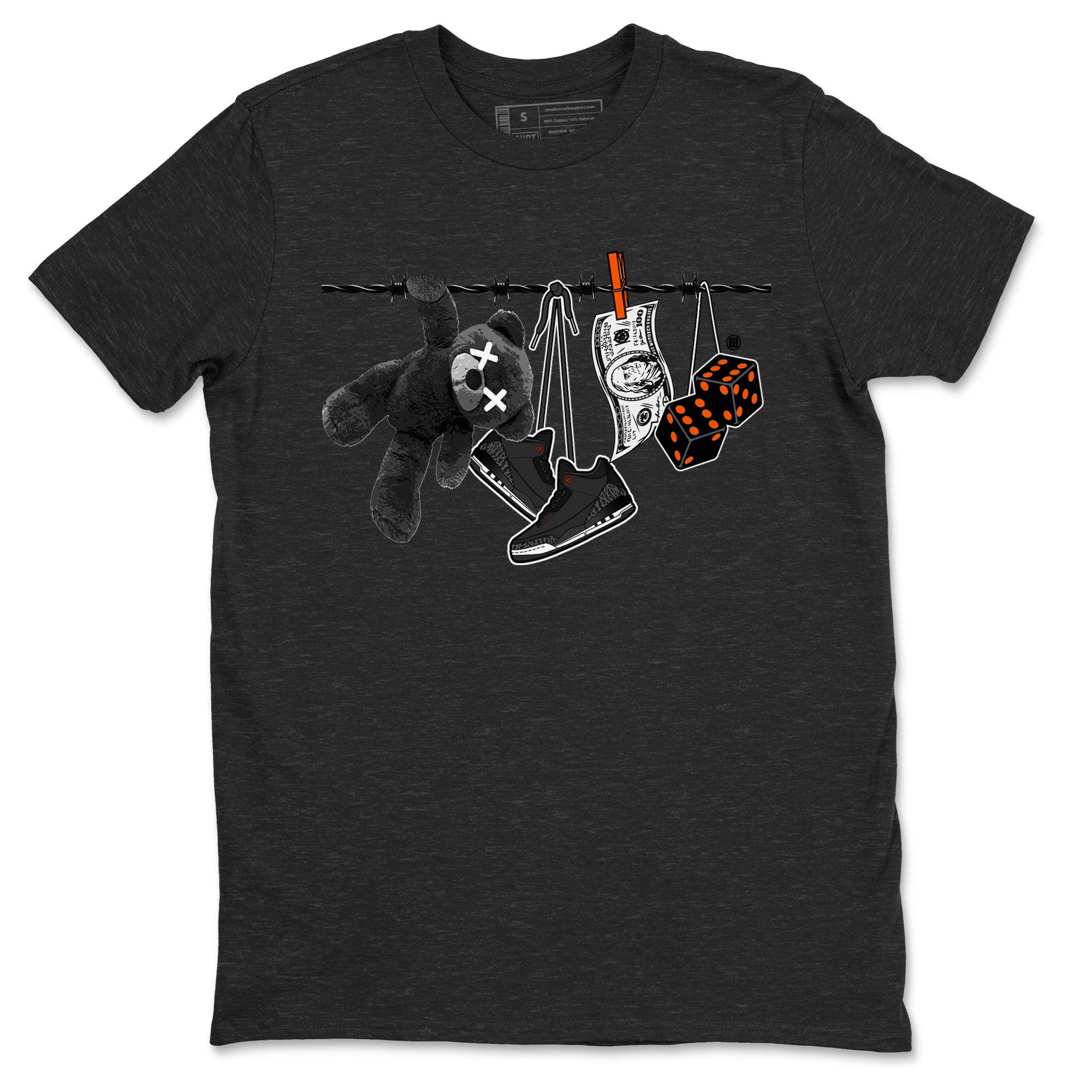 Air Jordan 3 Fear shirt to match jordans Clothesline sneaker tees Air Jordan 3 Fear Drip Gear Zone Unisex Charcoal Heather 2 T-Shirt