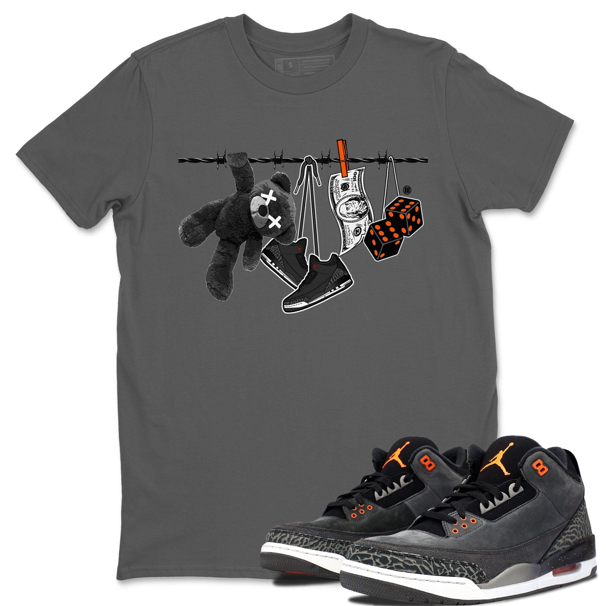 Air Jordan 3 Fear shirt to match jordans Clothesline sneaker tees Air Jordan 3 Fear Drip Gear Zone Unisex Cool Grey 1 T-Shirt