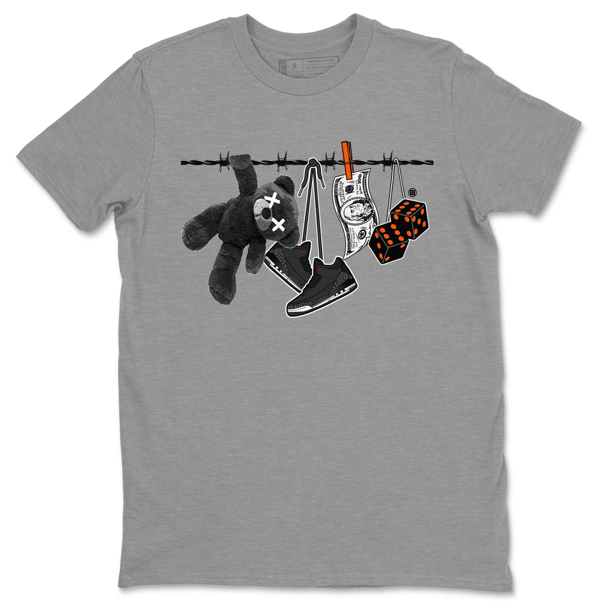 Air Jordan 3 Fear shirt to match jordans Clothesline sneaker tees Air Jordan 3 Fear Drip Gear Zone Unisex Heather Grey 2 T-Shirt