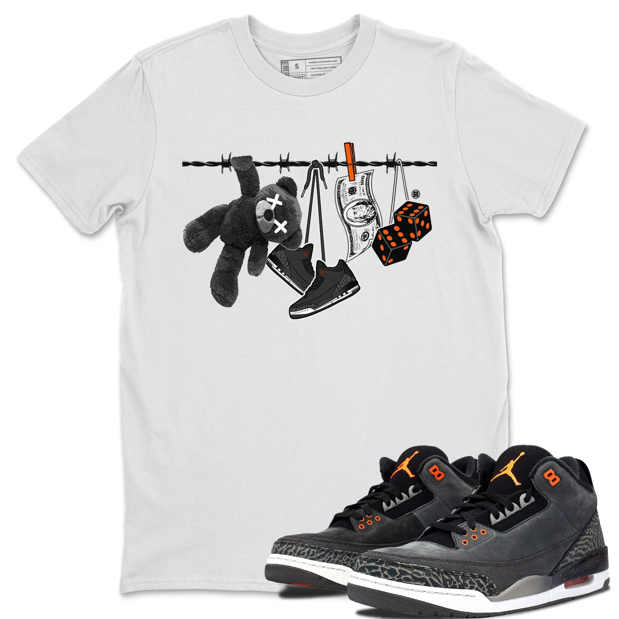 Air Jordan 3 Fear shirt to match jordans Clothesline sneaker tees Air Jordan 3 Fear Drip Gear Zone Unisex White 1 T-Shirt